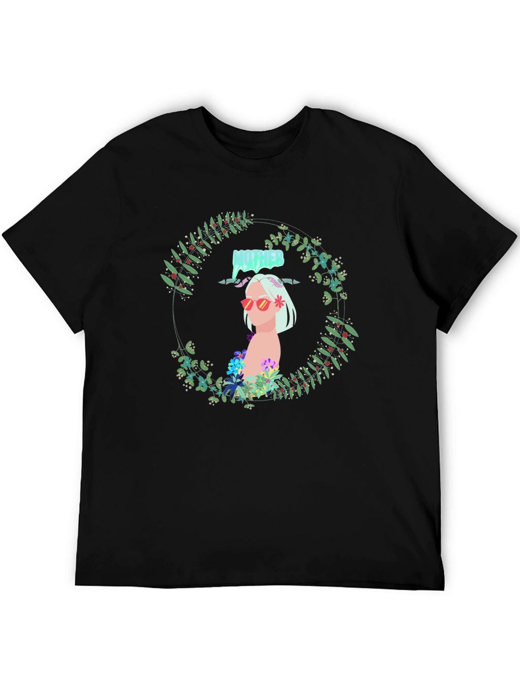 Floral Woman Black Tee