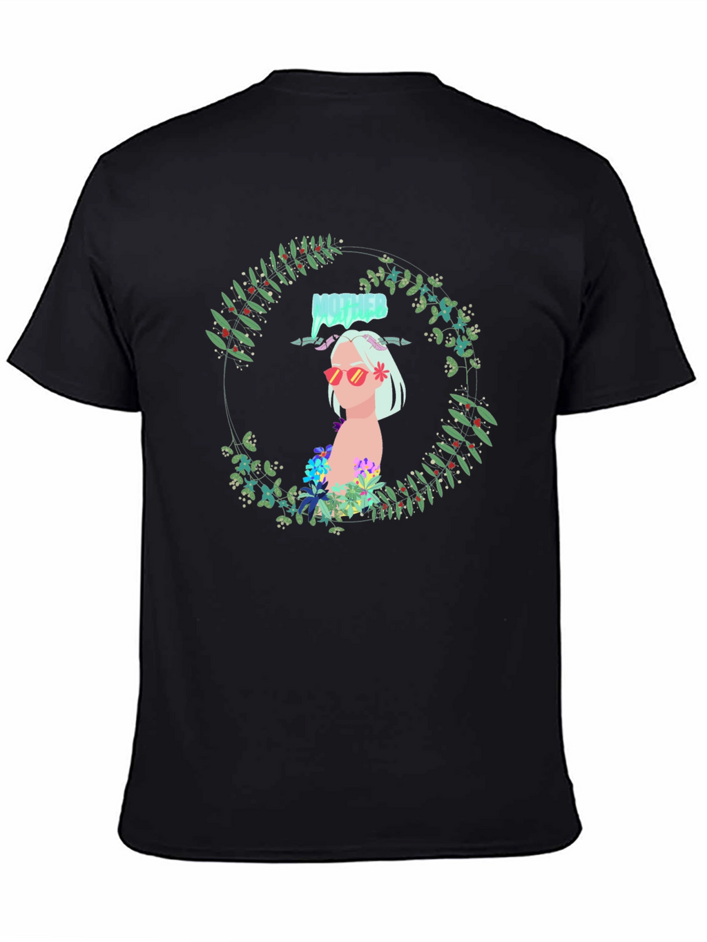 Floral Woman Black Tee