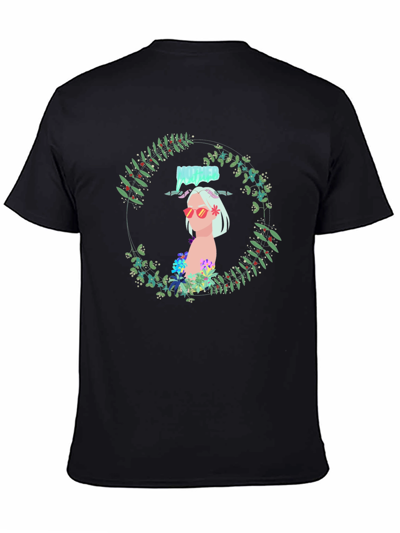 Floral Woman Black Tee