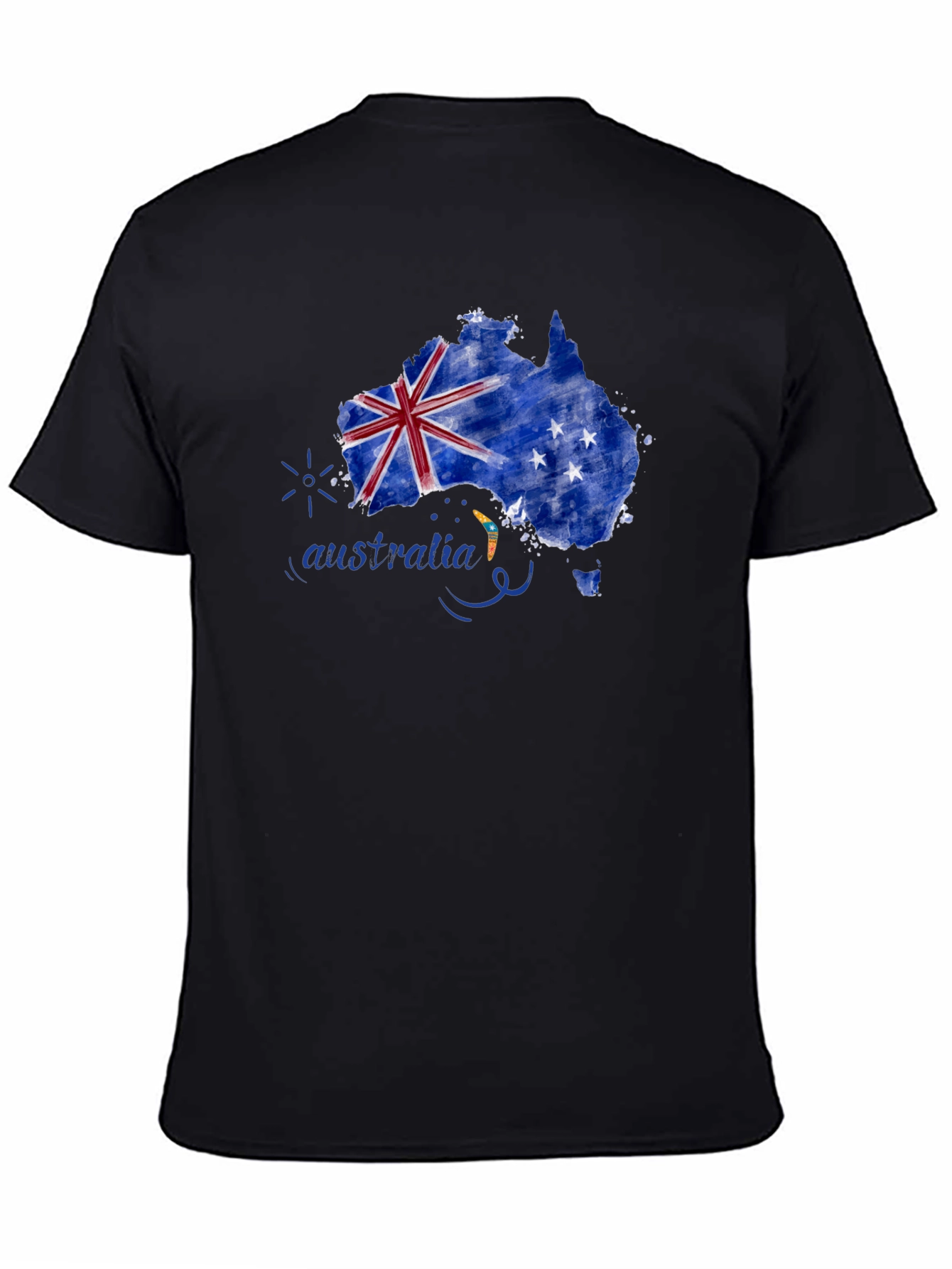 Australia Map Flag T-Shirt - Black