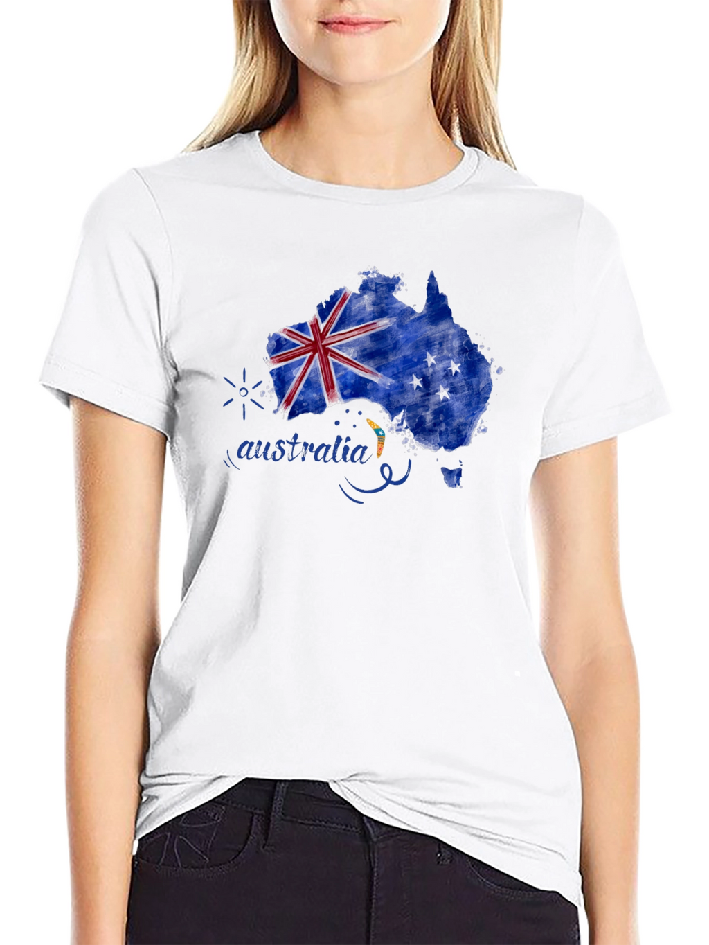 Australia Map Flag T-Shirt - Black