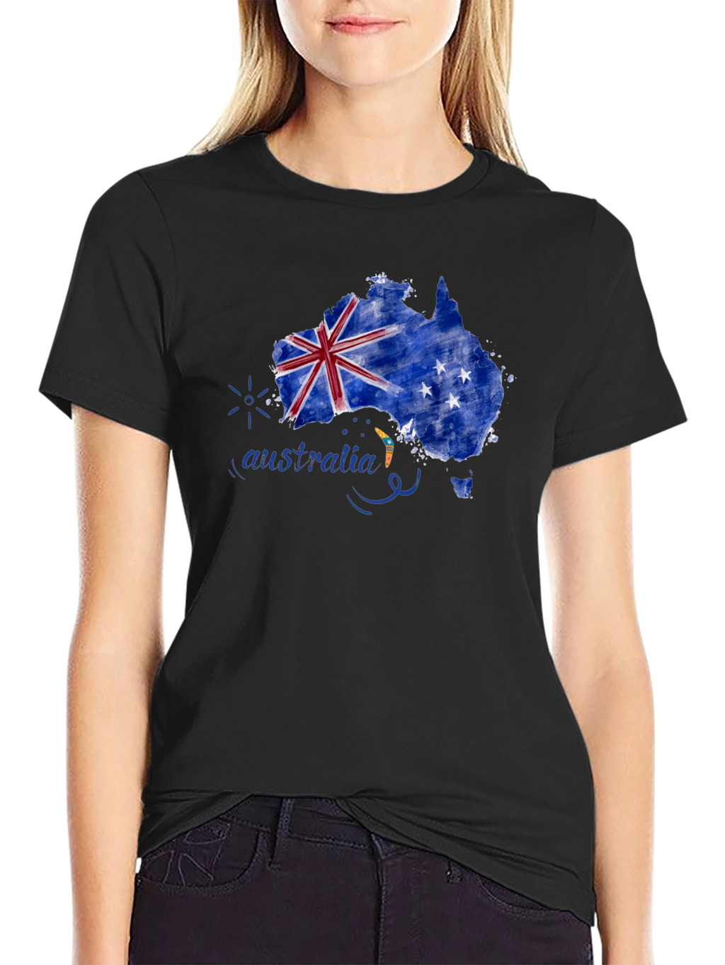 Australia Map Flag T-Shirt - Black