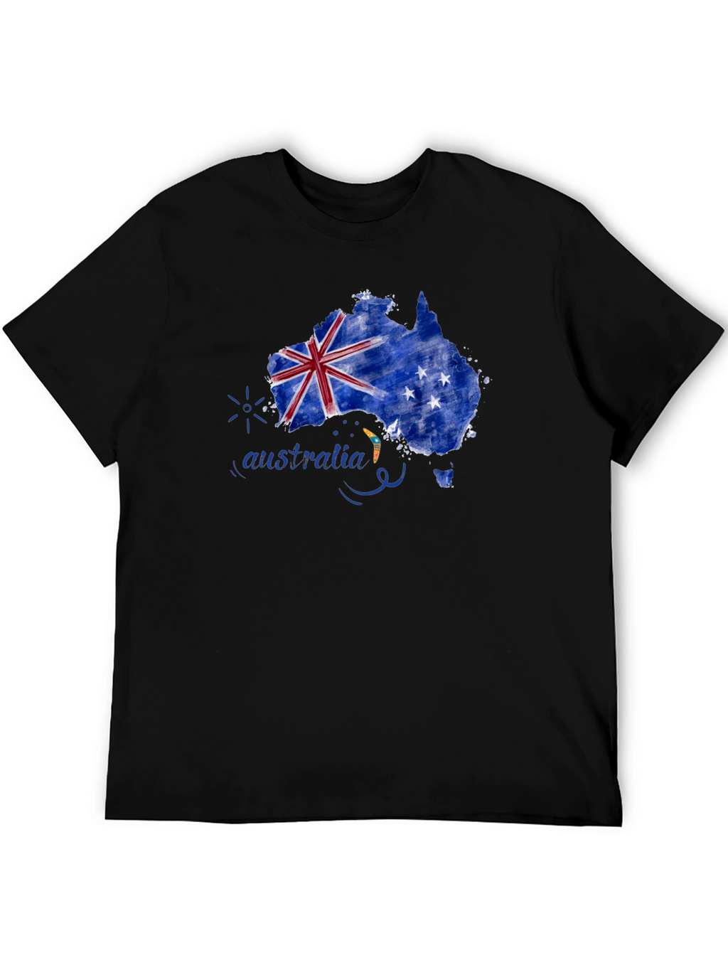Australia Map Flag T-Shirt - Black