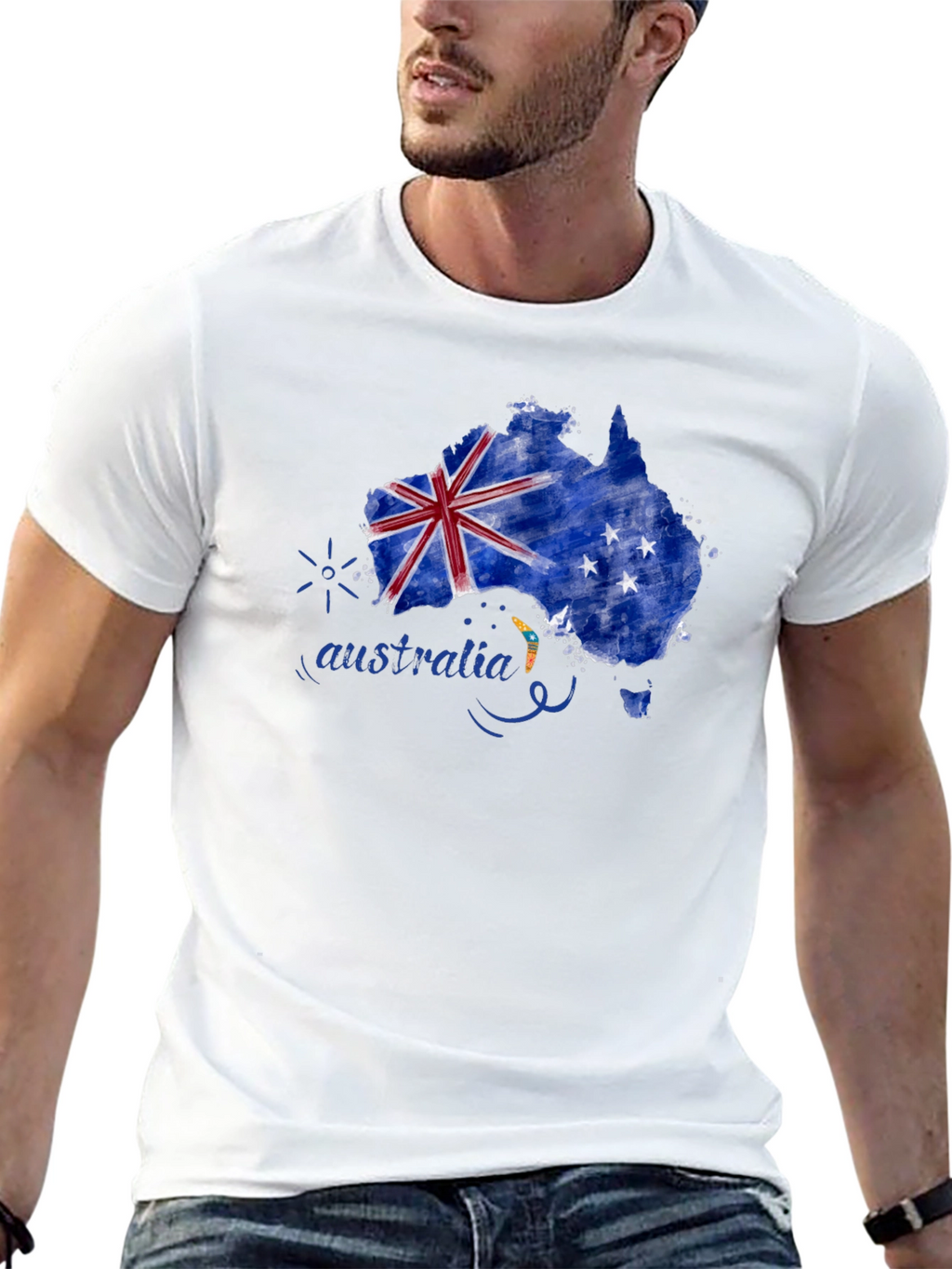 Australia Map Flag T-Shirt - Black