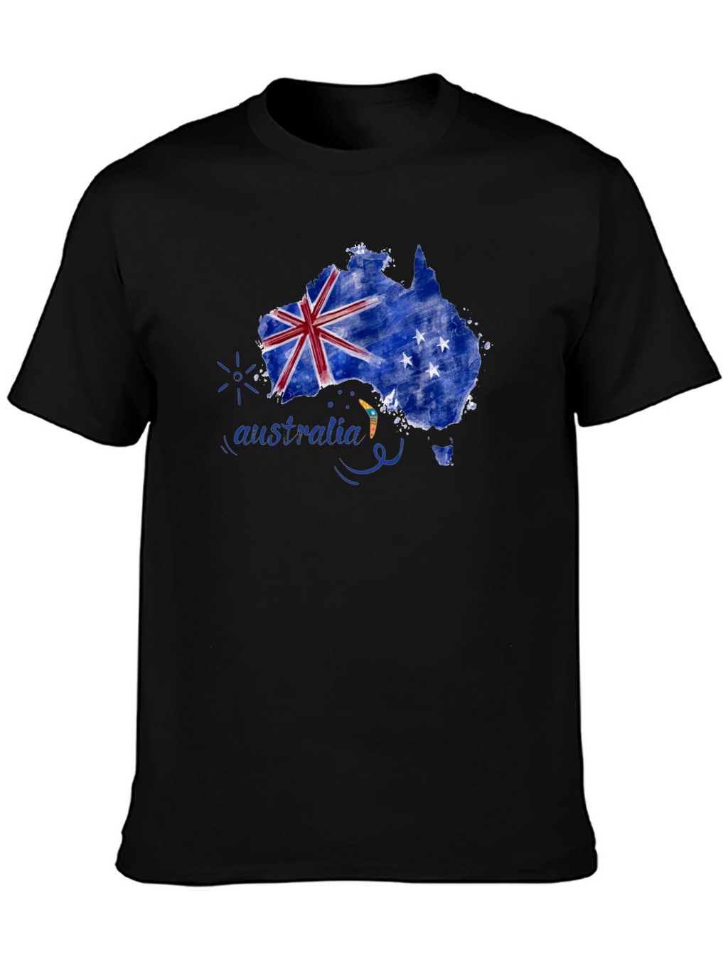 Australia Map Flag T-Shirt - Black