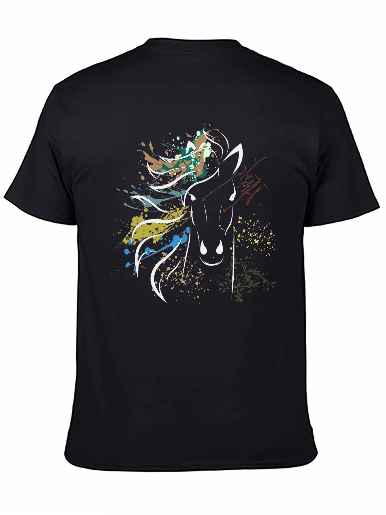 Abstract Horse Graphic Tee - Stylish Mens Black T-Shirt