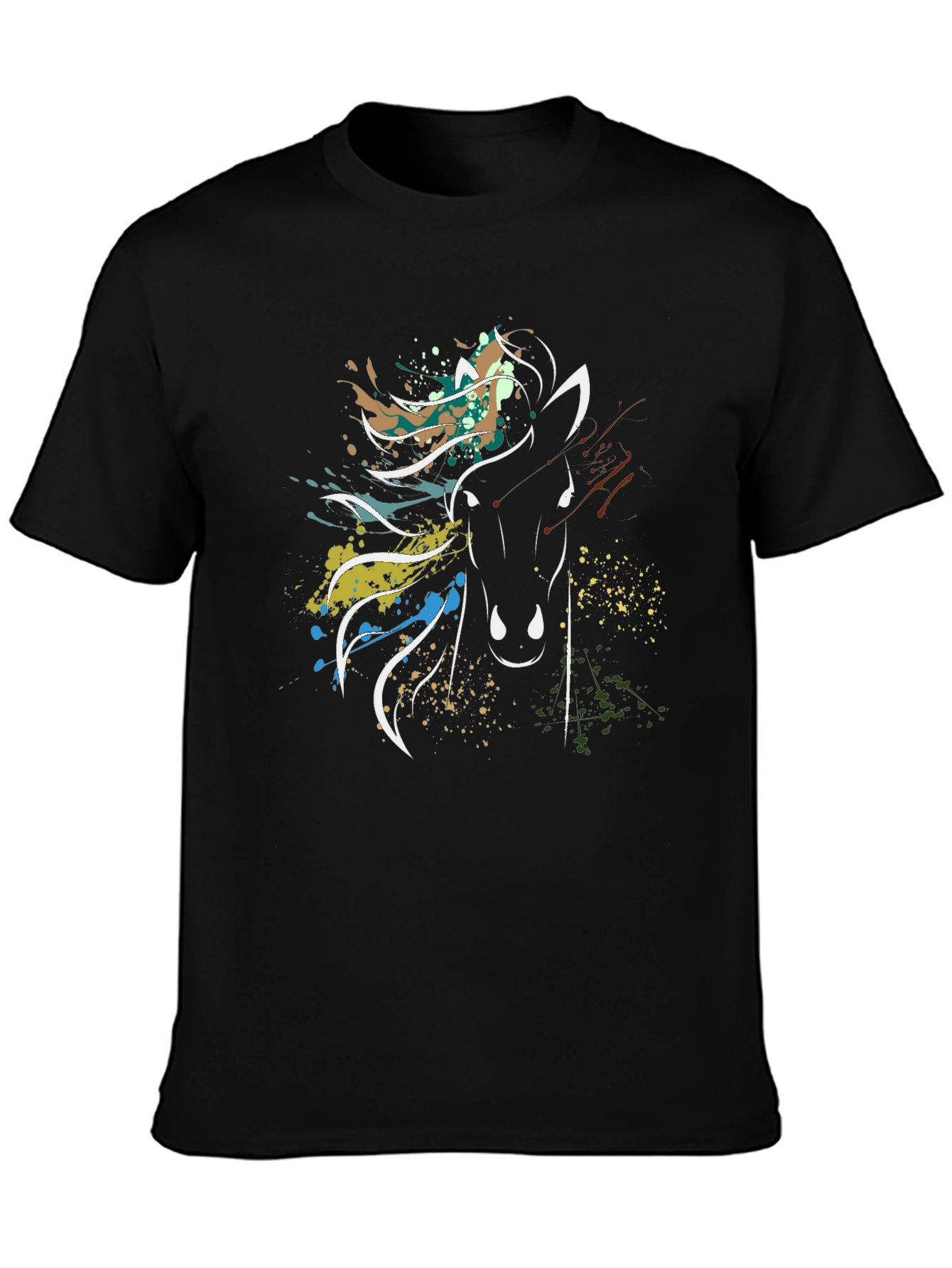Abstract Horse Graphic Tee - Stylish Mens Black T-Shirt