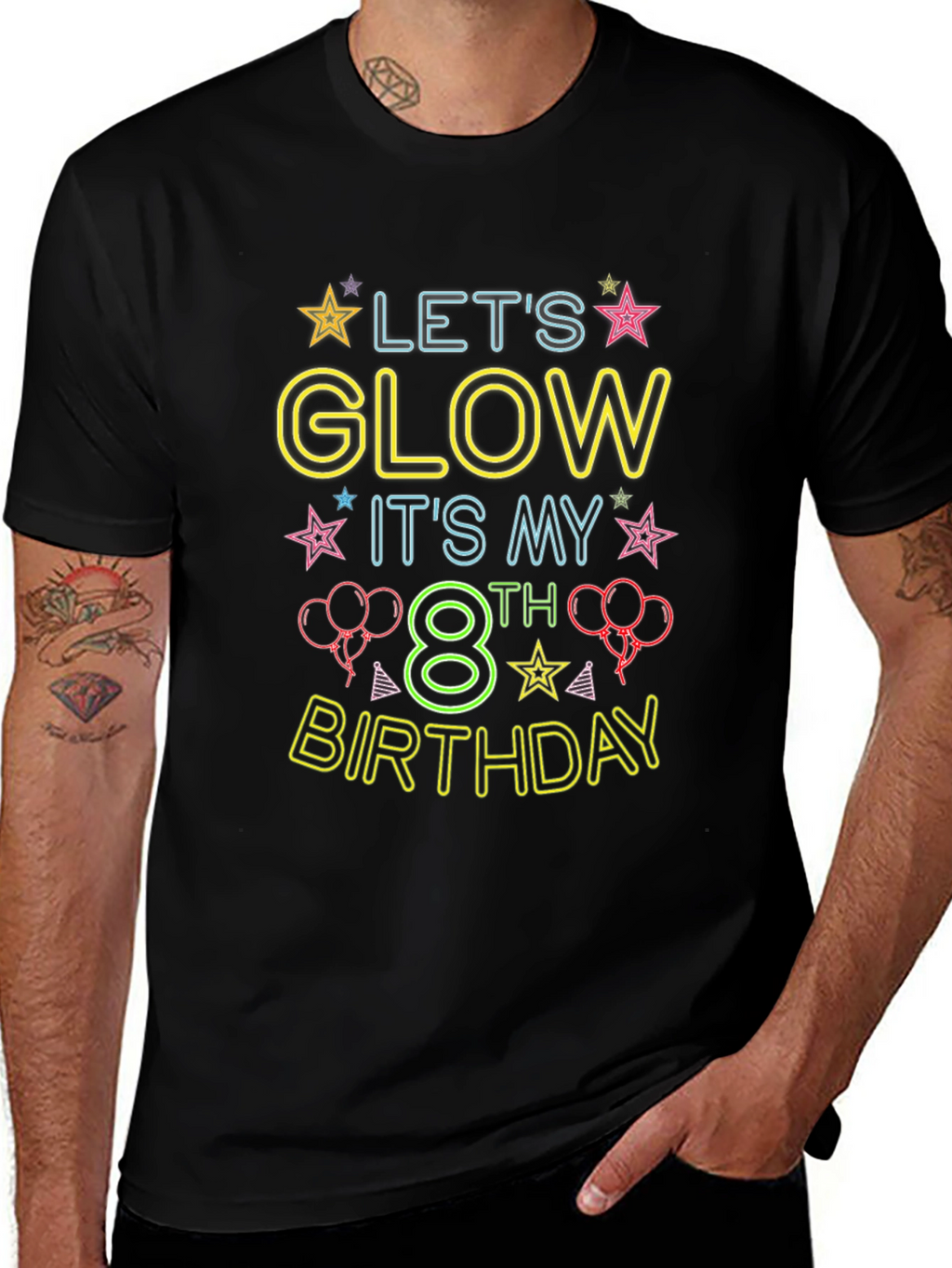 Lets Glow 8th Birthday T-Shirt