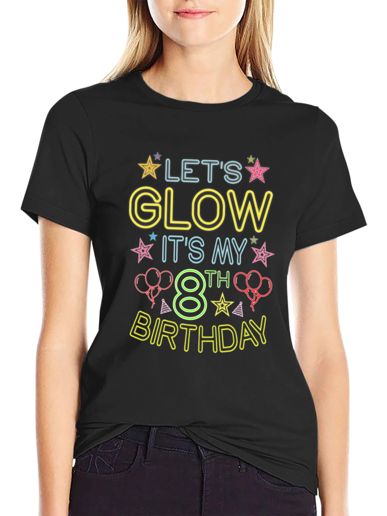 Lets Glow 8th Birthday T-Shirt