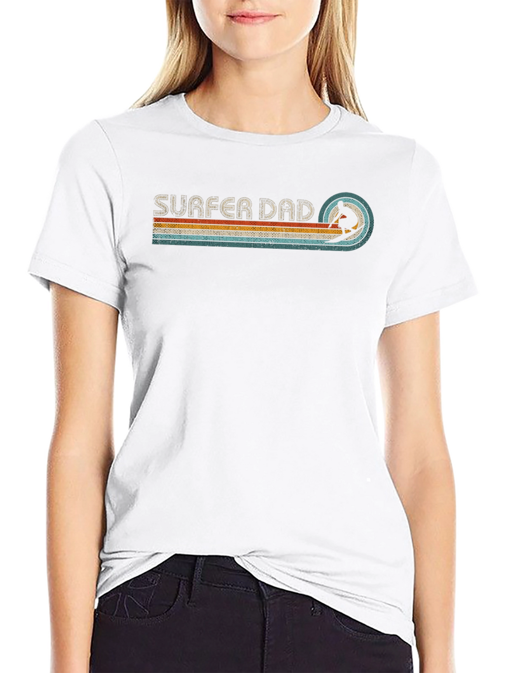 Surfer Dad Retro Graphic Tee - Black Cotton T-Shirt