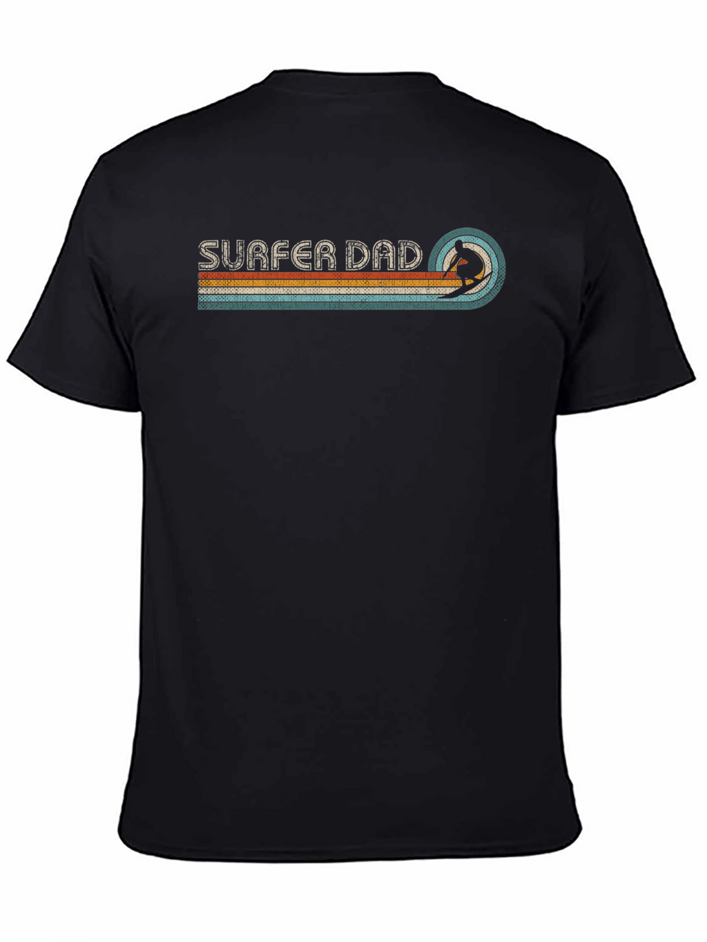 Surfer Dad Retro Graphic Tee - Black Cotton T-Shirt