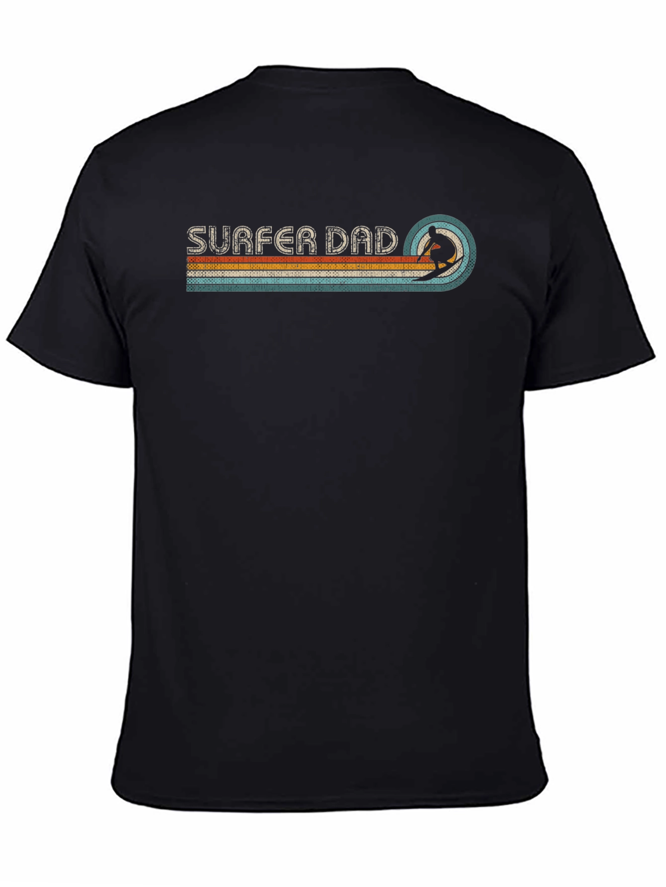 Surfer Dad Retro Graphic Tee - Black Cotton T-Shirt