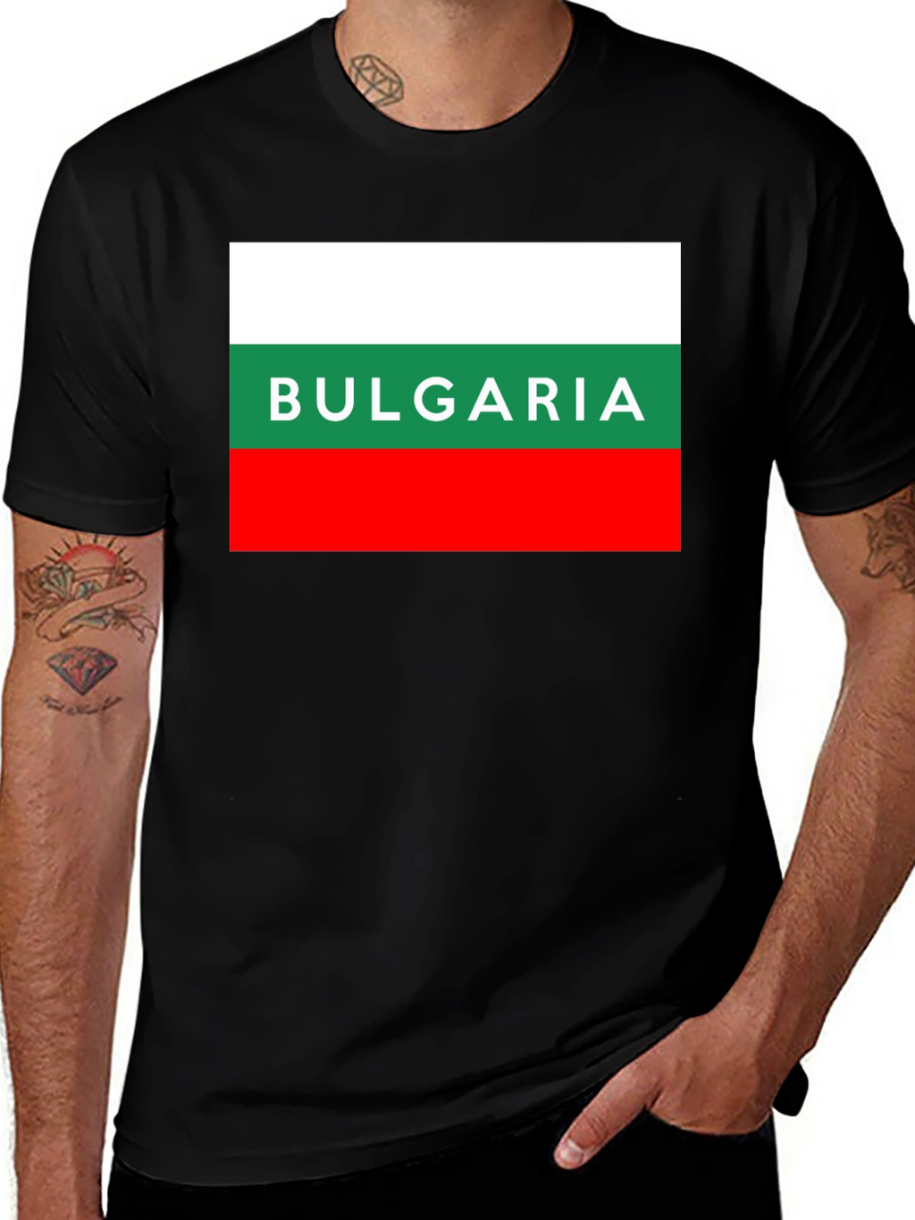 Bulgaria Flag T-Shirt - Mens Black Tee