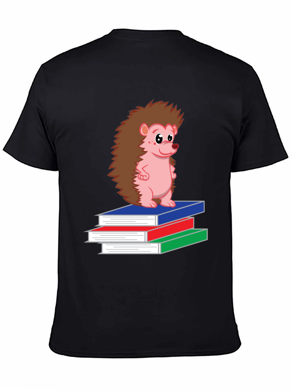 Hedgehog on Books Black T-Shirt