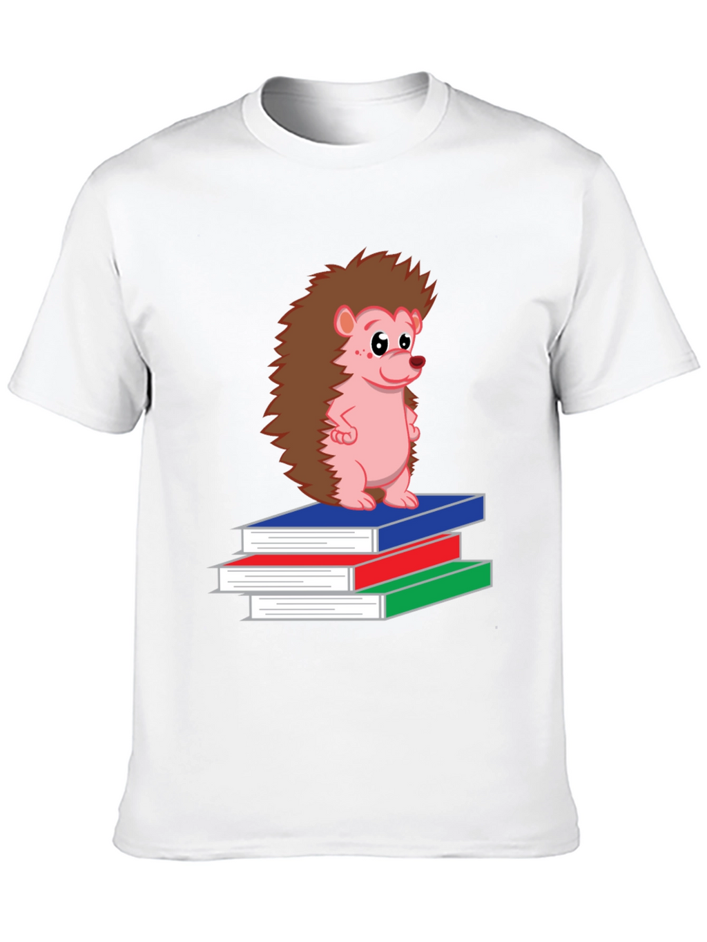 Hedgehog on Books Black T-Shirt