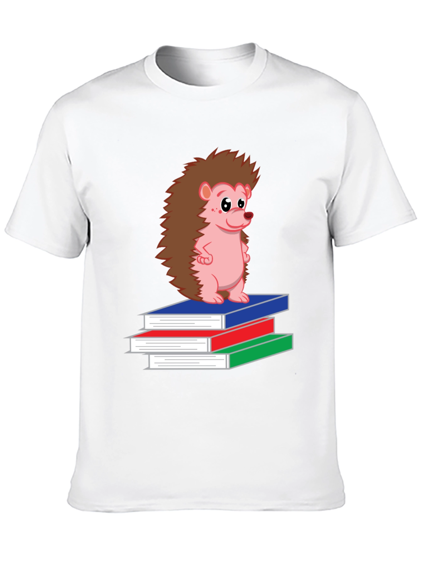 Hedgehog on Books Black T-Shirt