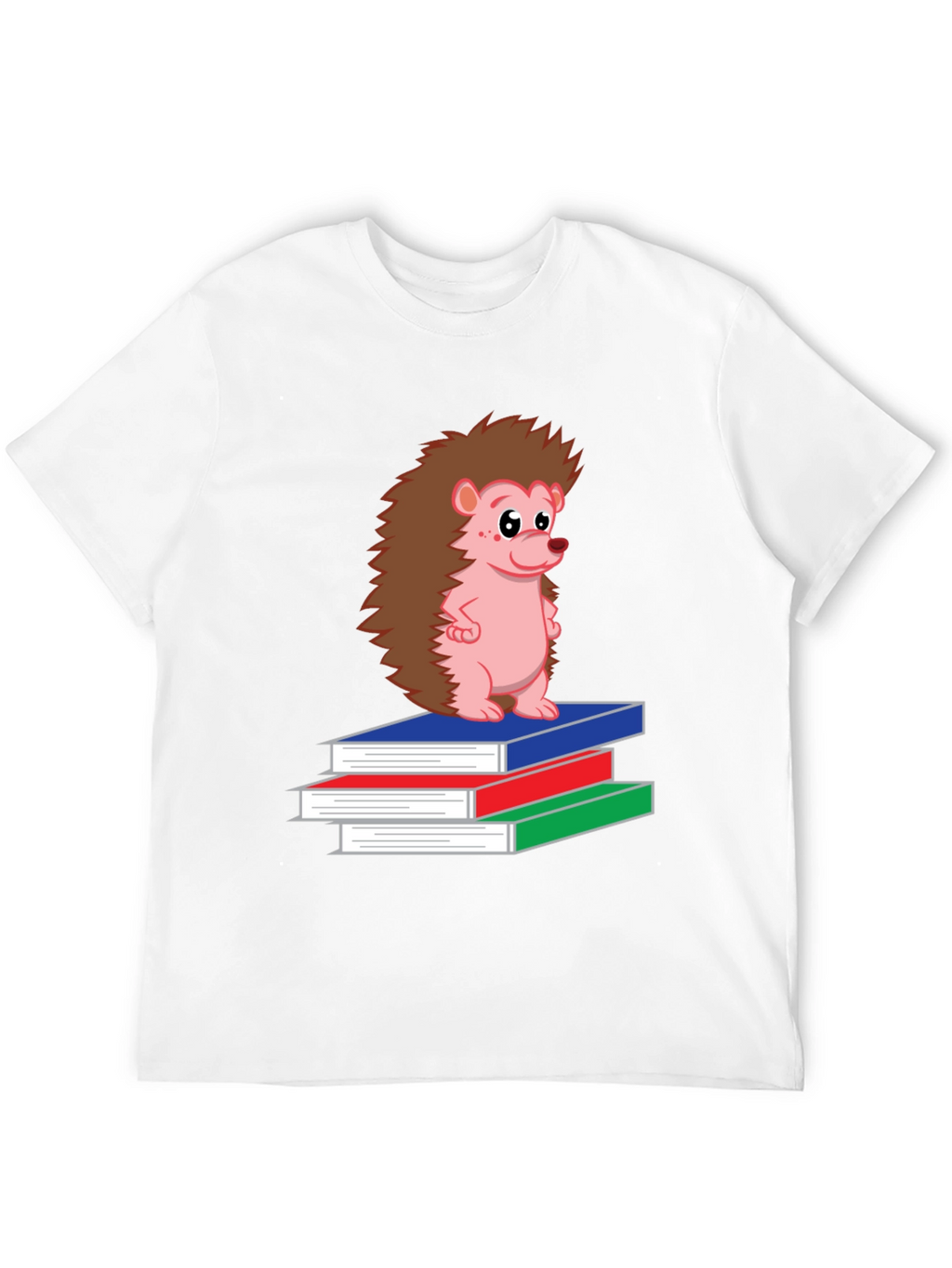 Hedgehog on Books Black T-Shirt