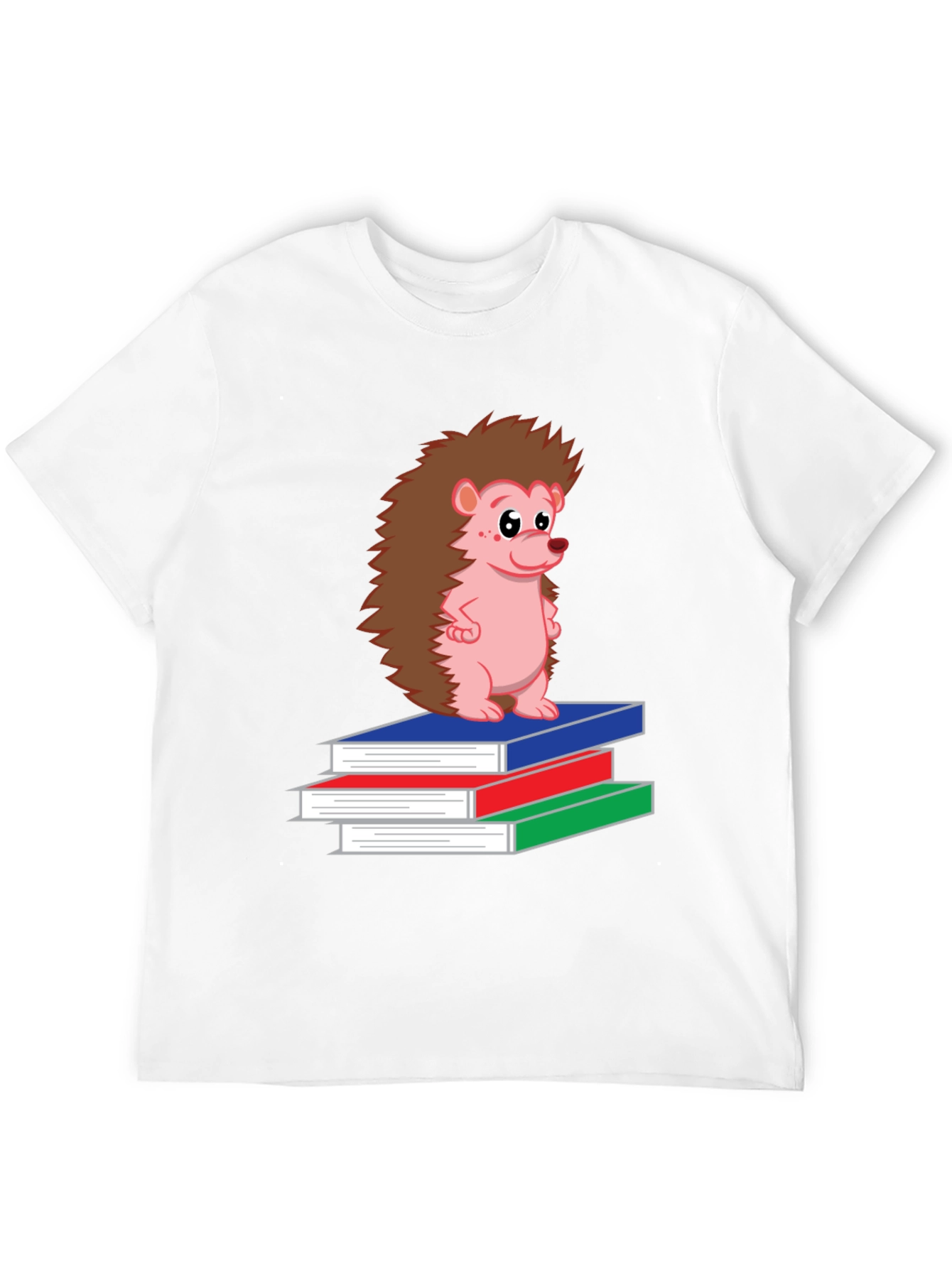 Hedgehog on Books Black T-Shirt