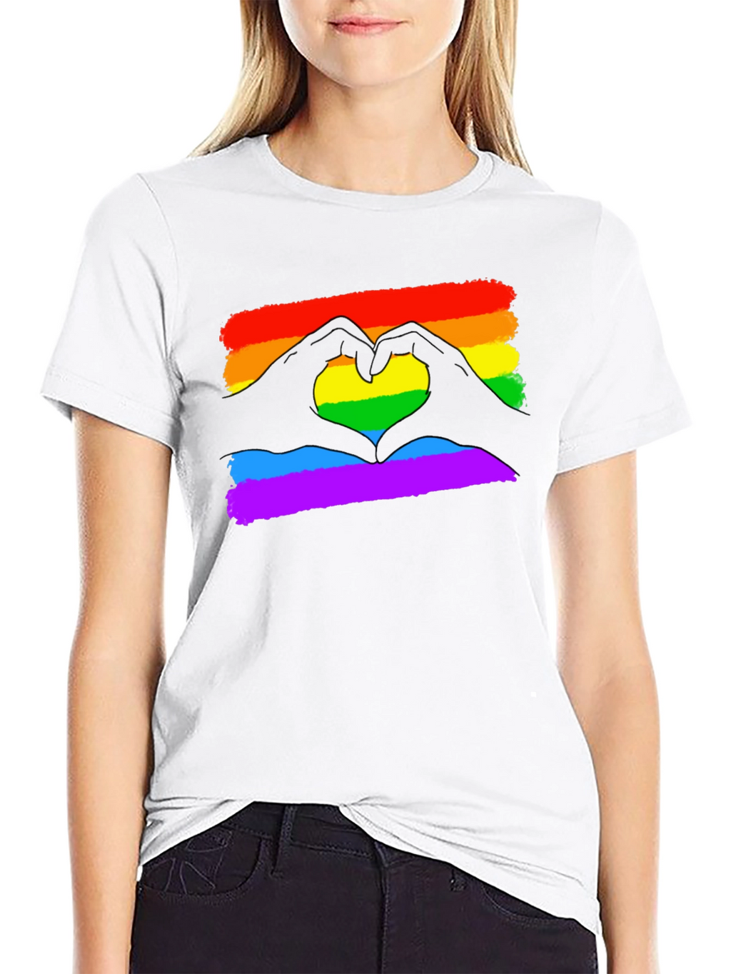 Pride Love Heart Gesture T-Shirt - Black