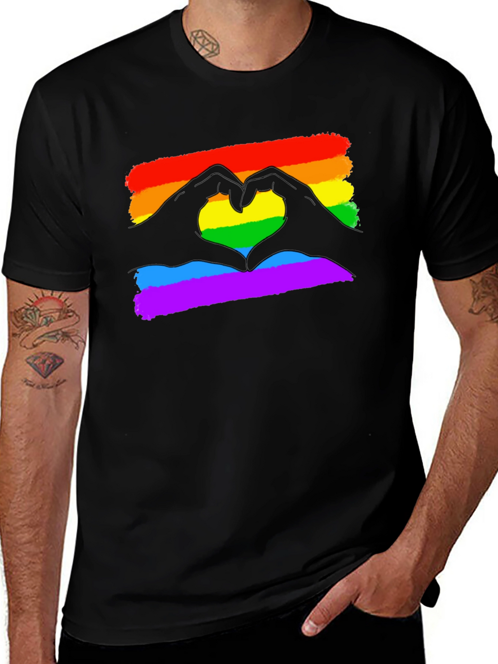 Pride Love Heart Gesture T-Shirt - Black