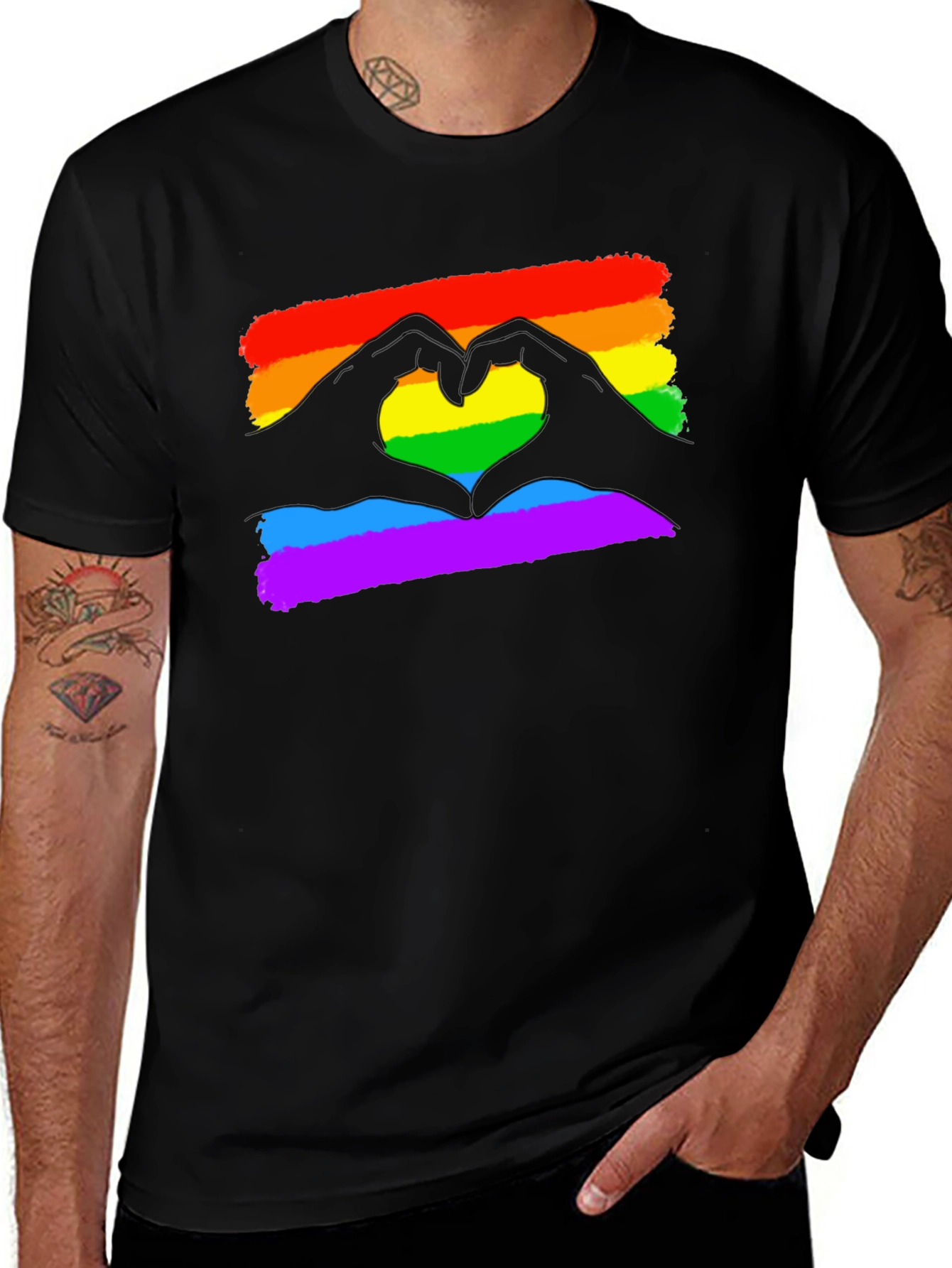 Pride Love Heart Gesture T-Shirt - Black
