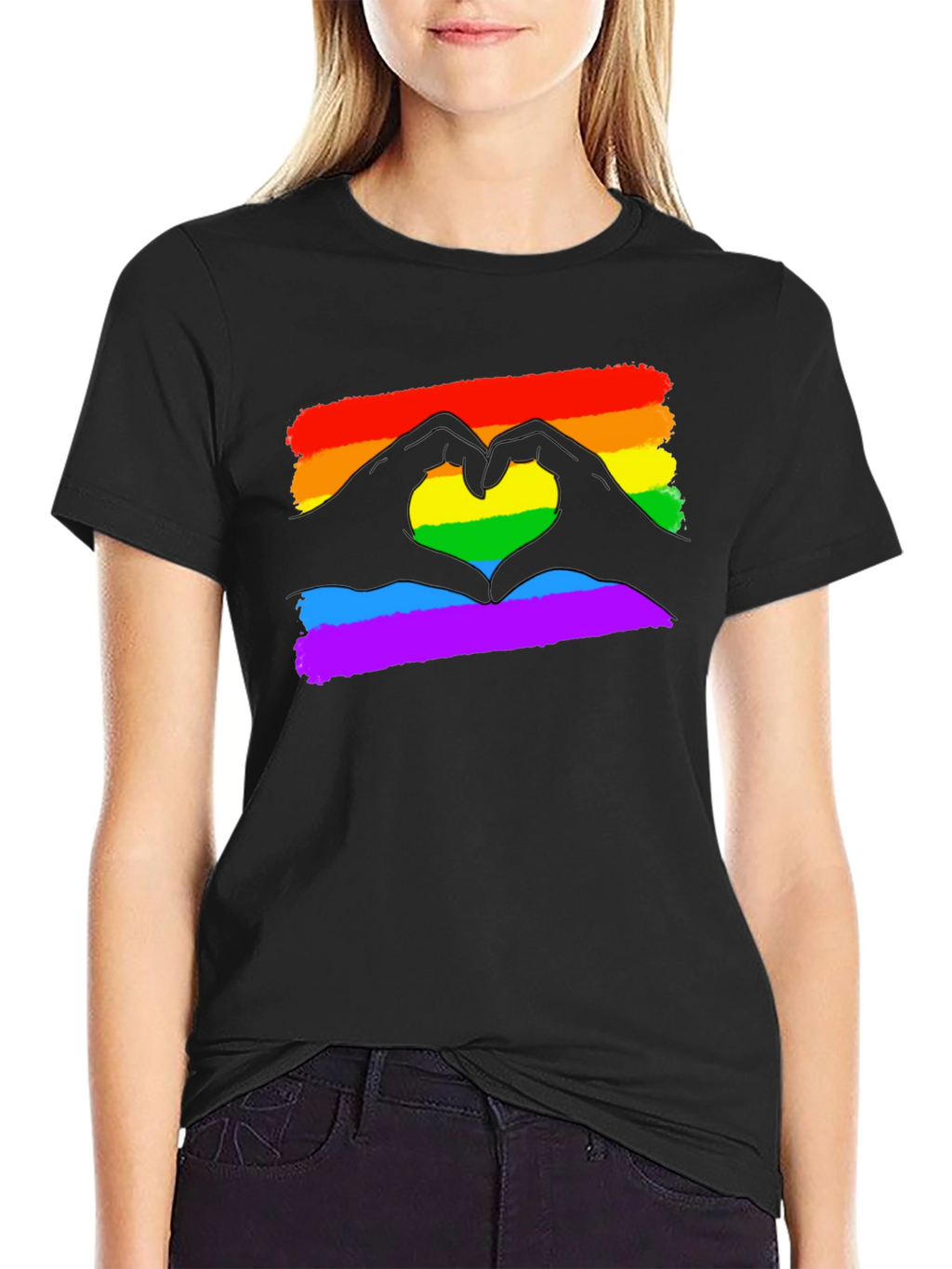 Pride Love Heart Gesture T-Shirt - Black