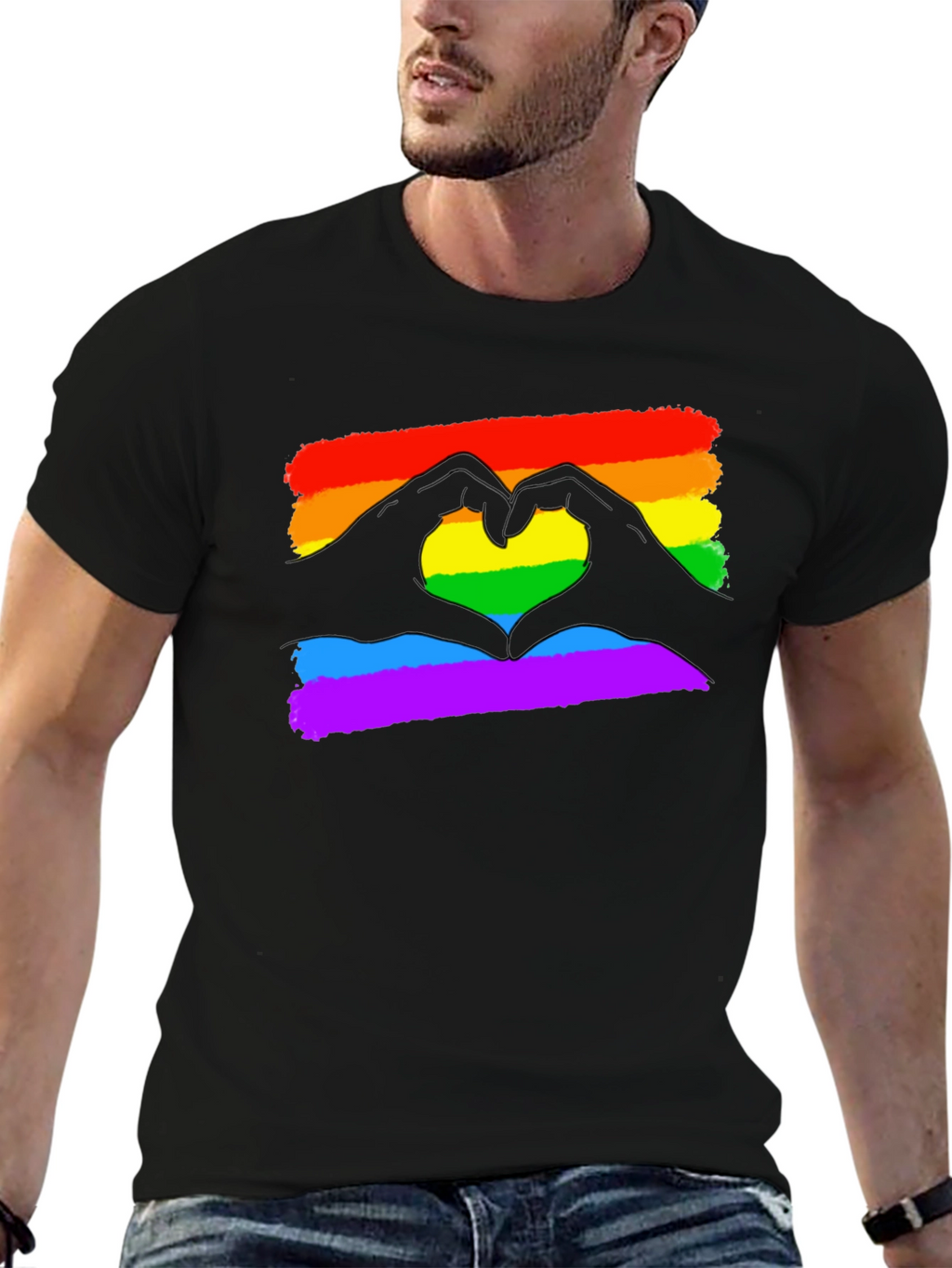 Pride Love Heart Gesture T-Shirt - Black
