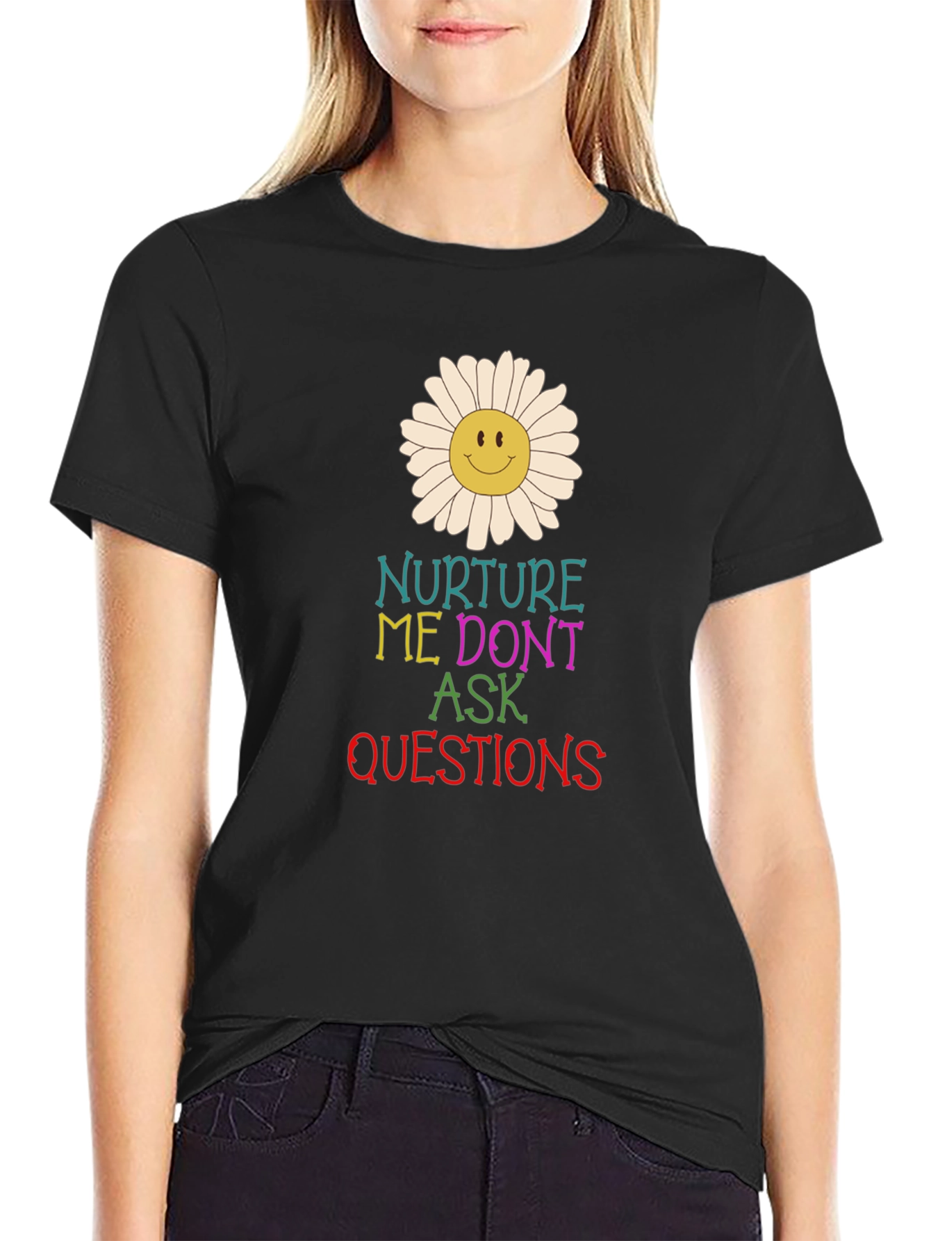 Nurture Me Graphic Tee - Black Cotton T-Shirt