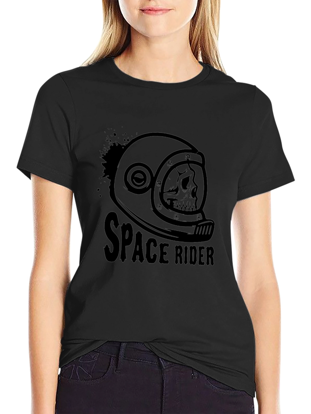 Space Rider Skull Helmet Graphic Tee