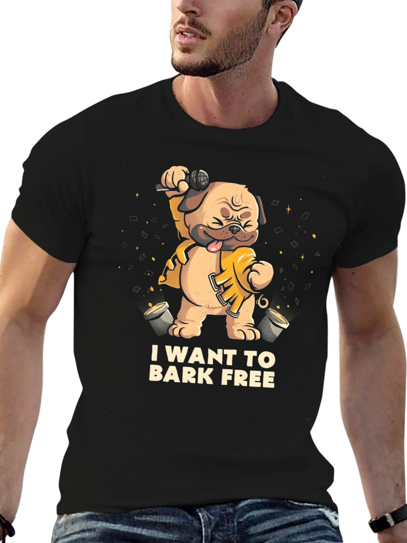 I Want To Bark Free Black T-Shirt