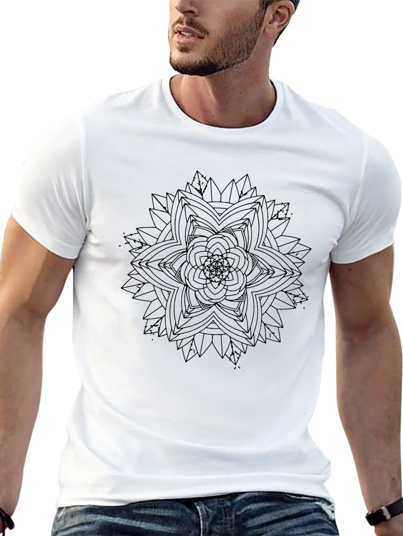 Geometric Mandala T-Shirt - Stylish Black Tee