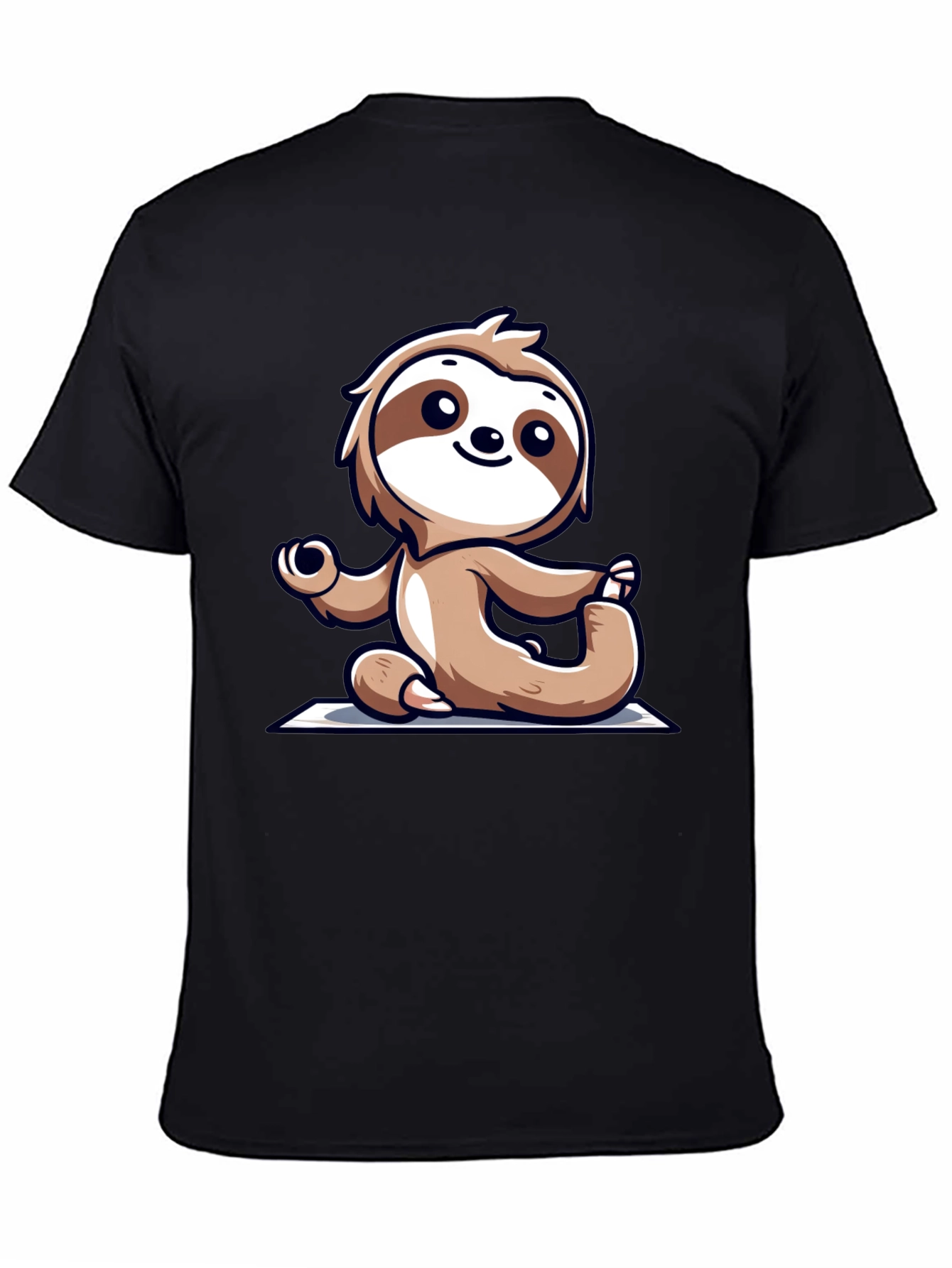 Sloth Doing Yoga T-Shirt - Relaxed Fit Black Tee