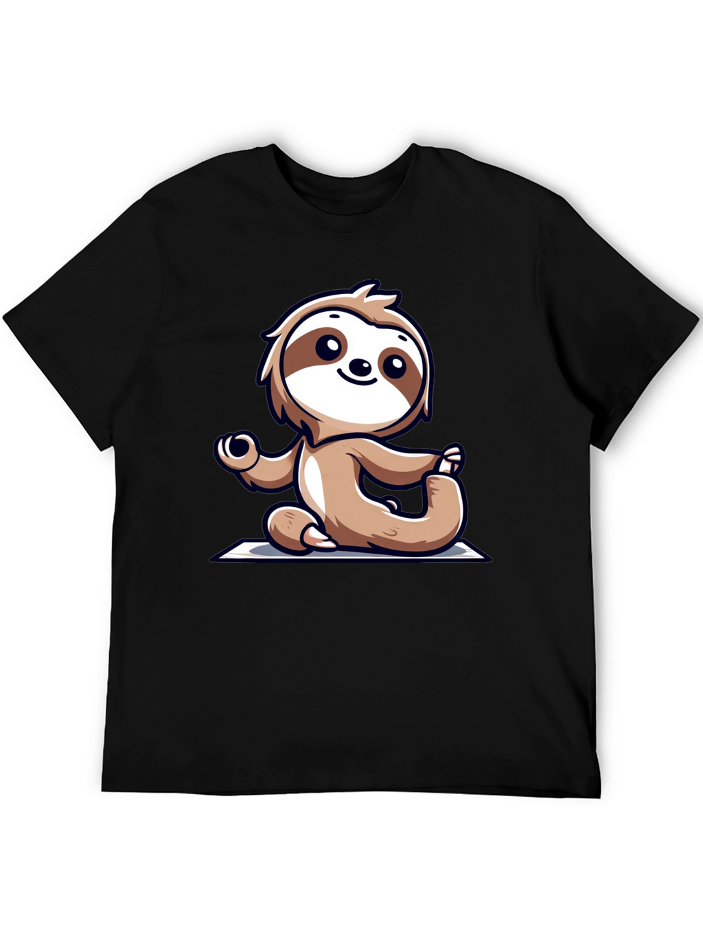 Sloth Doing Yoga T-Shirt - Relaxed Fit Black Tee