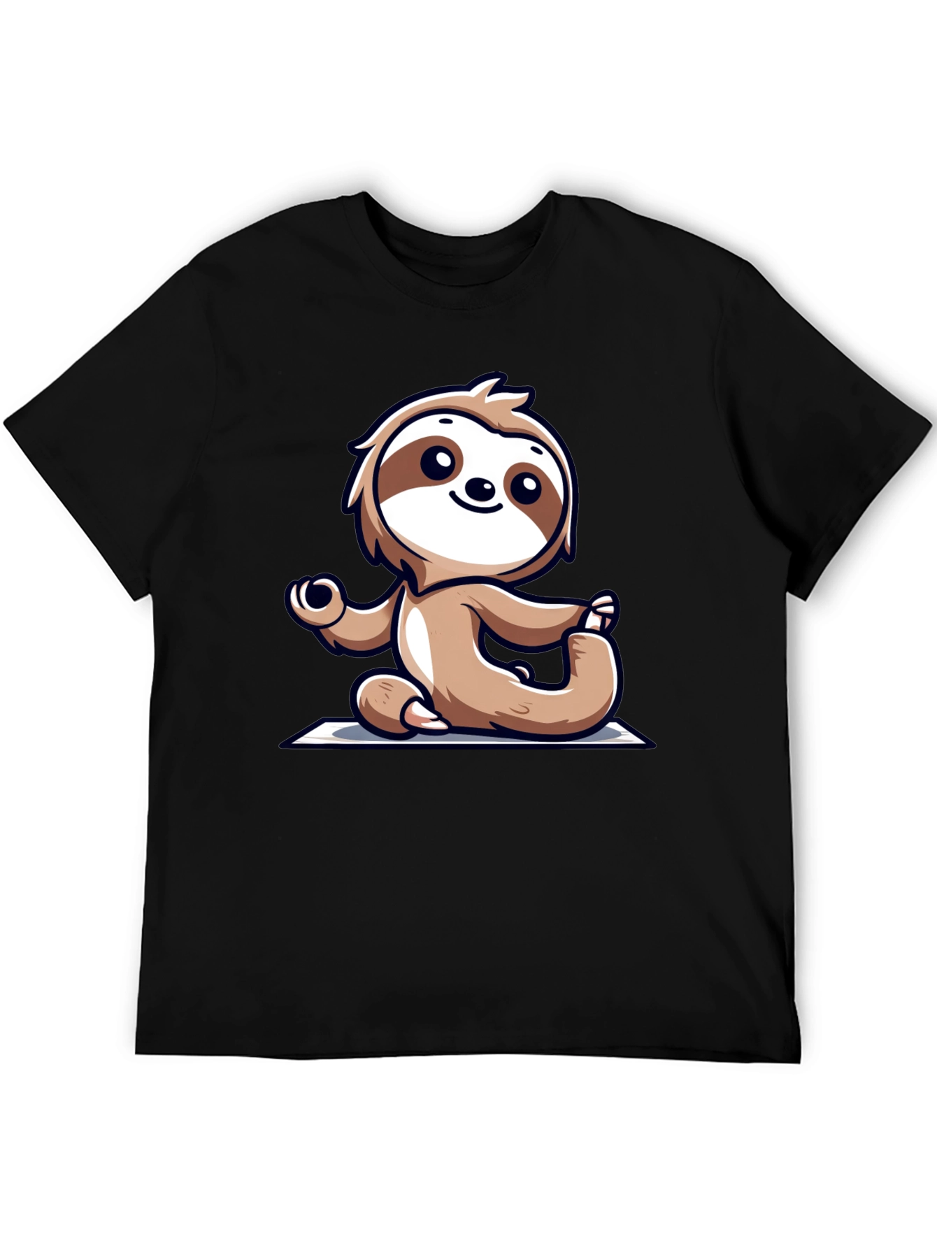 Sloth Doing Yoga T-Shirt - Relaxed Fit Black Tee