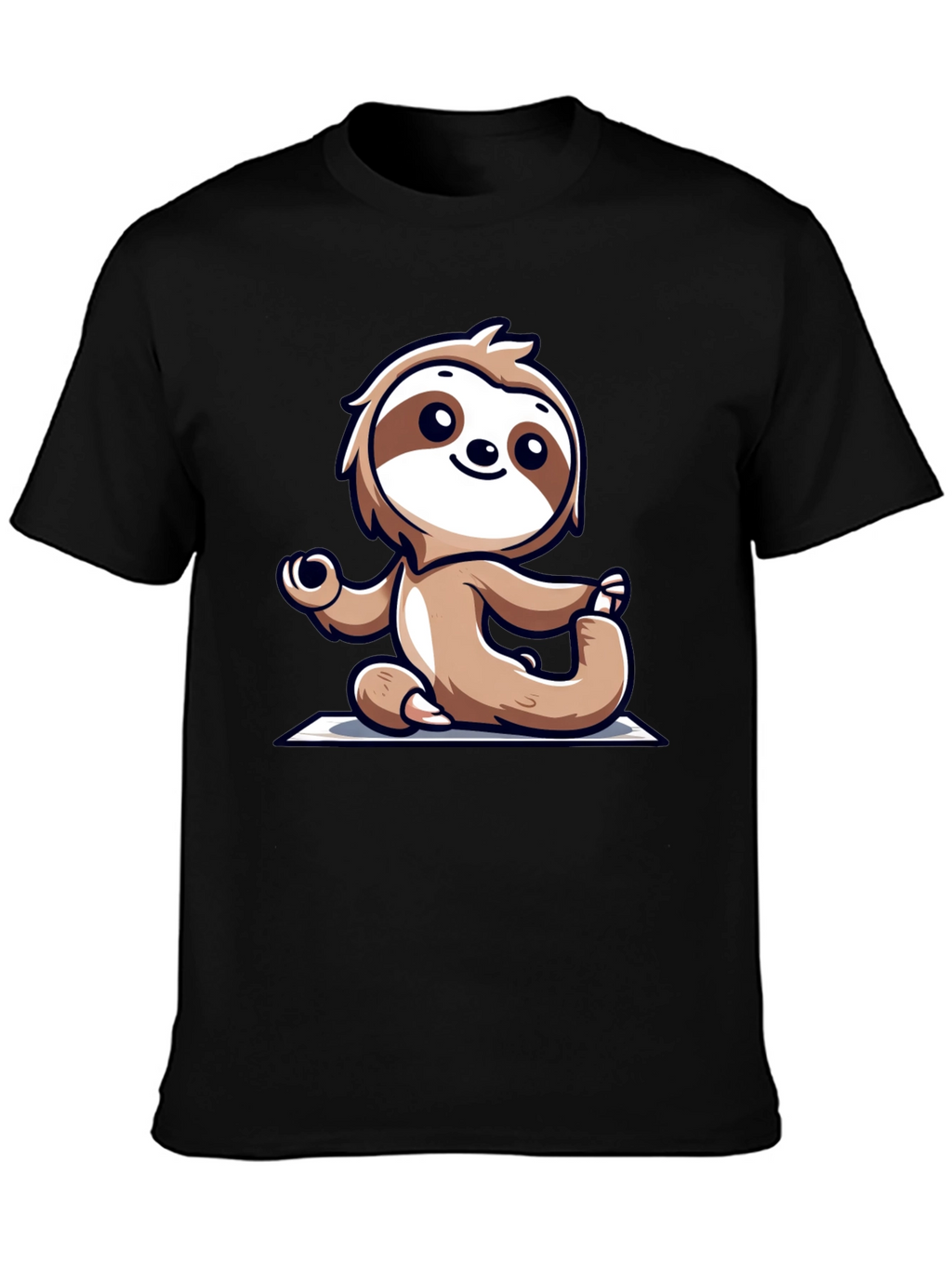 Sloth Doing Yoga T-Shirt - Relaxed Fit Black Tee