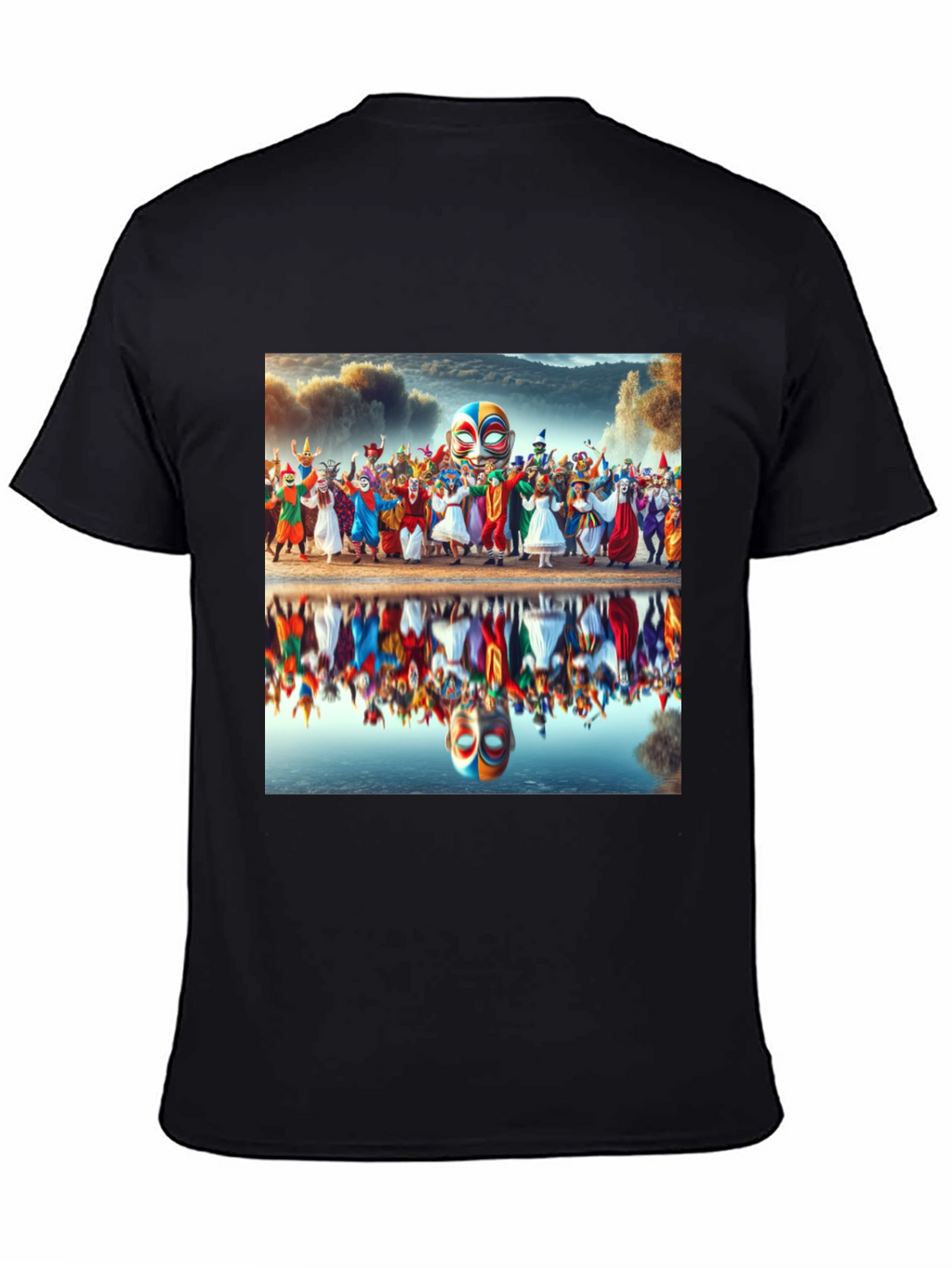 Carnival Reflection Graphic Tee - Stylish Black T-Shirt
