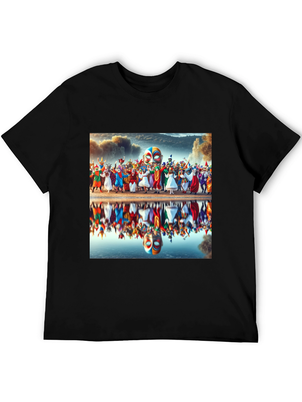 Carnival Reflection Graphic Tee - Stylish Black T-Shirt