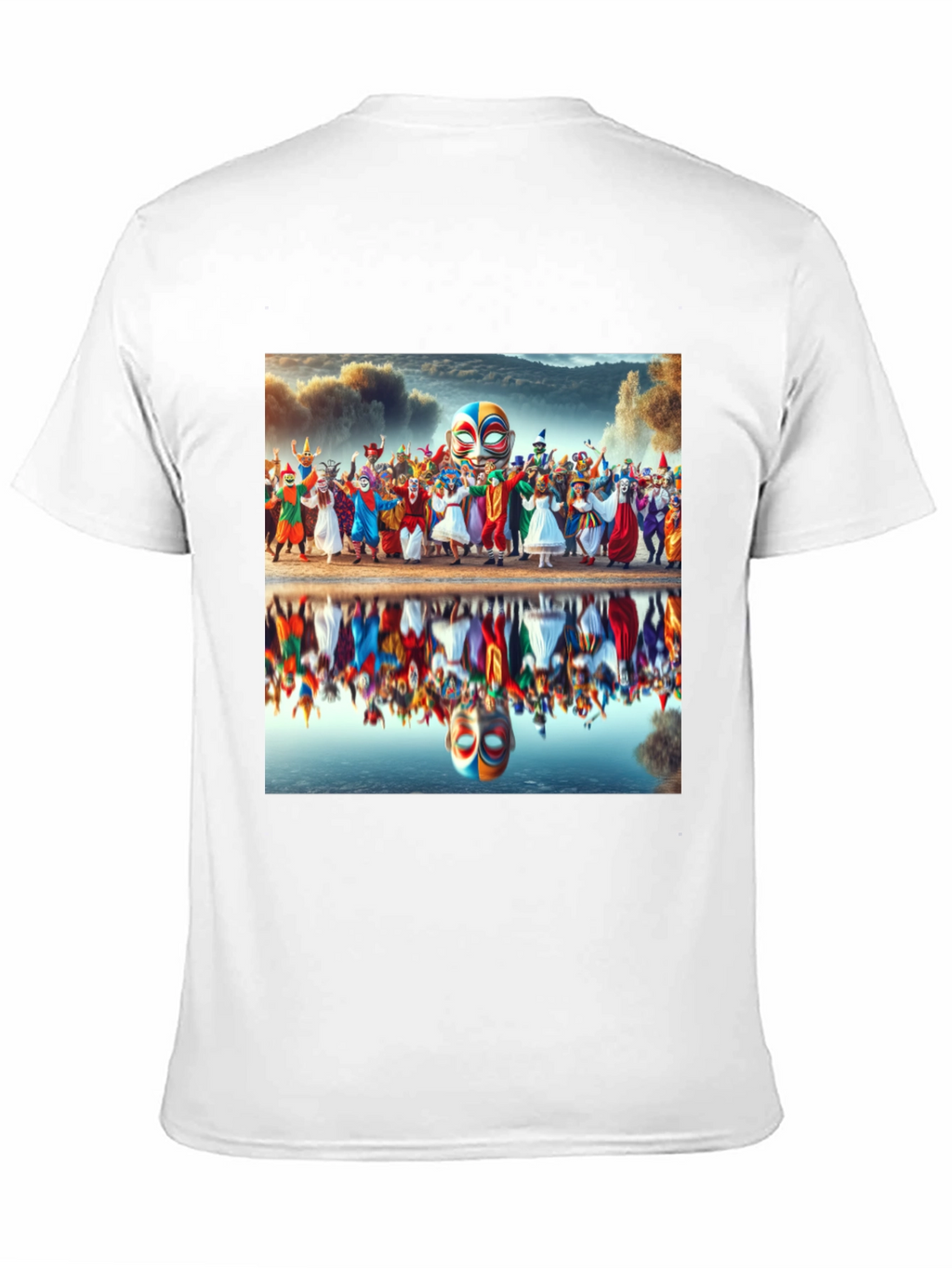 Carnival Reflection Graphic Tee - Stylish Black T-Shirt