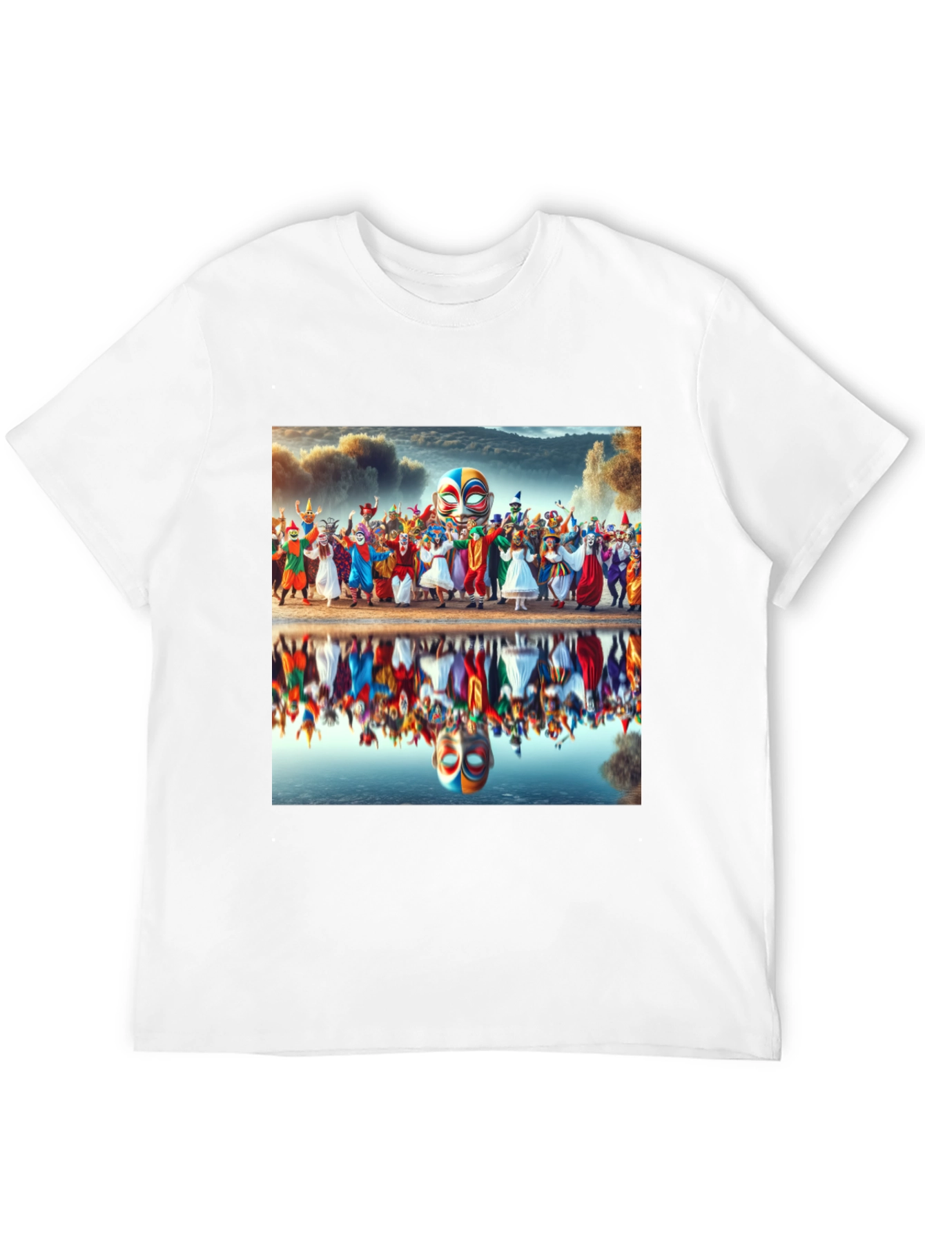 Carnival Reflection Graphic Tee - Stylish Black T-Shirt