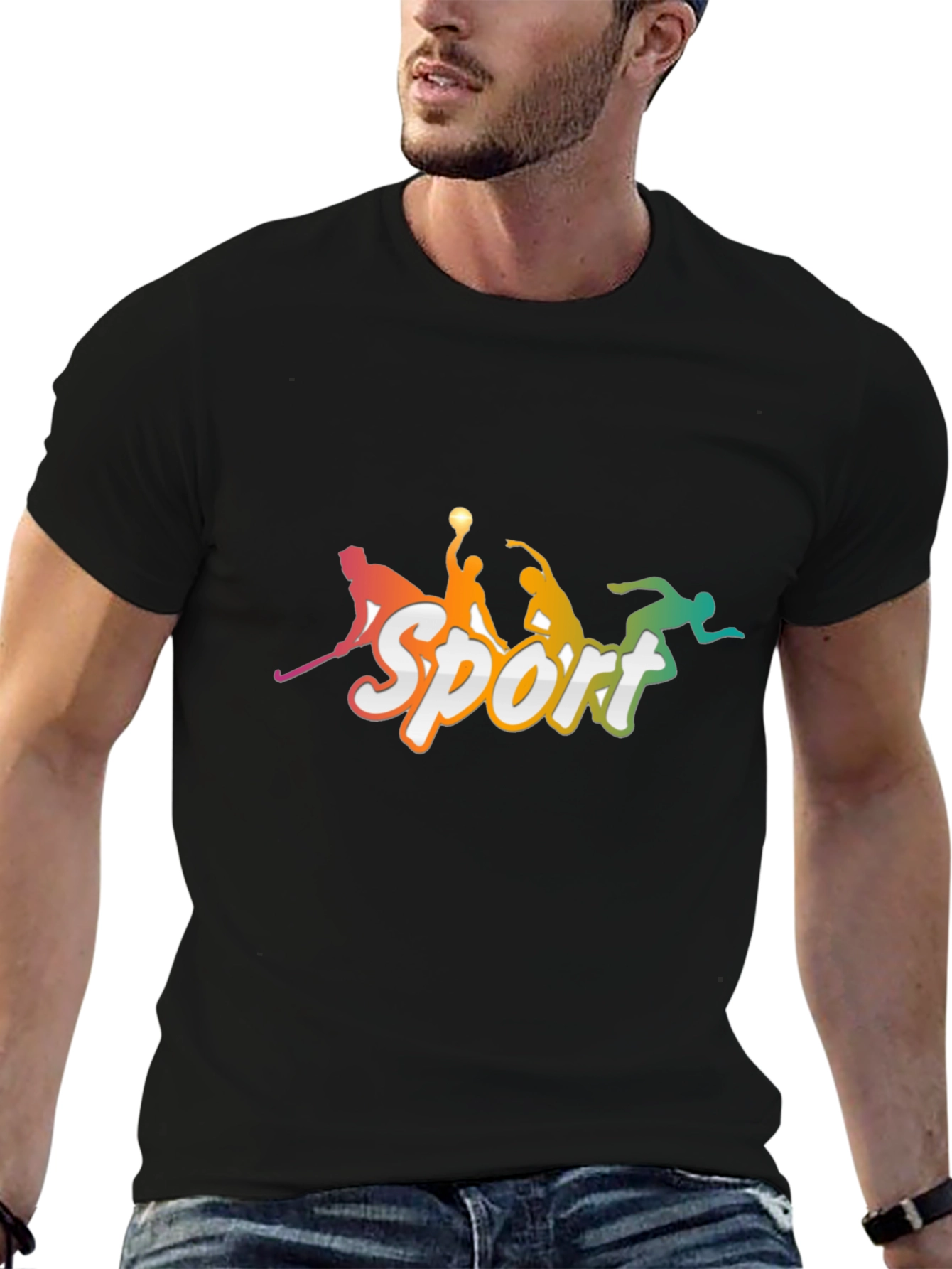 Mens Black Sport Graphic T-Shirt