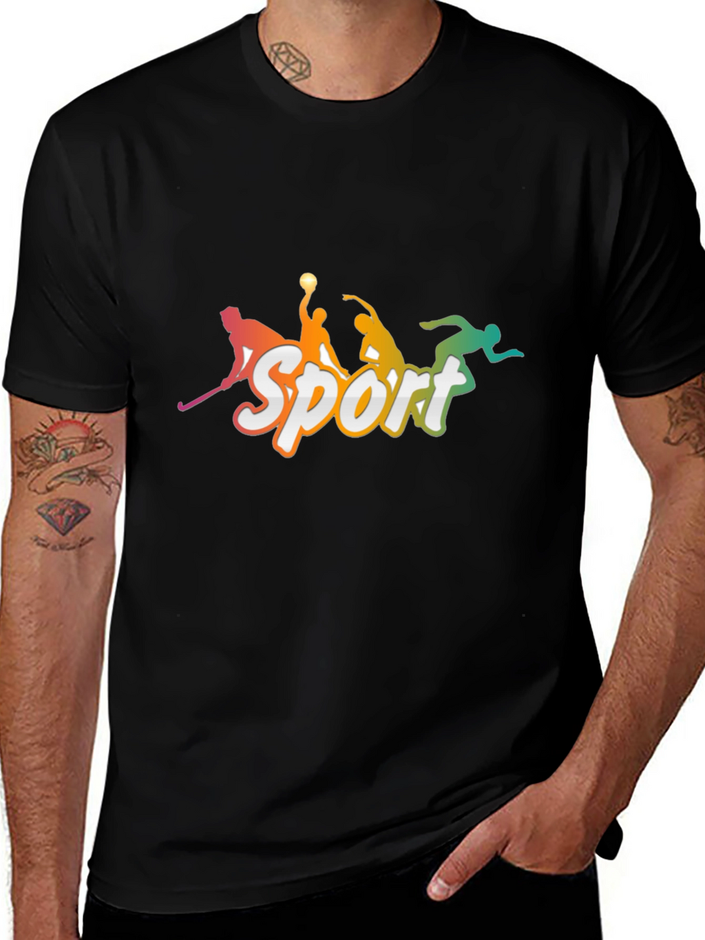 Mens Black Sport Graphic T-Shirt
