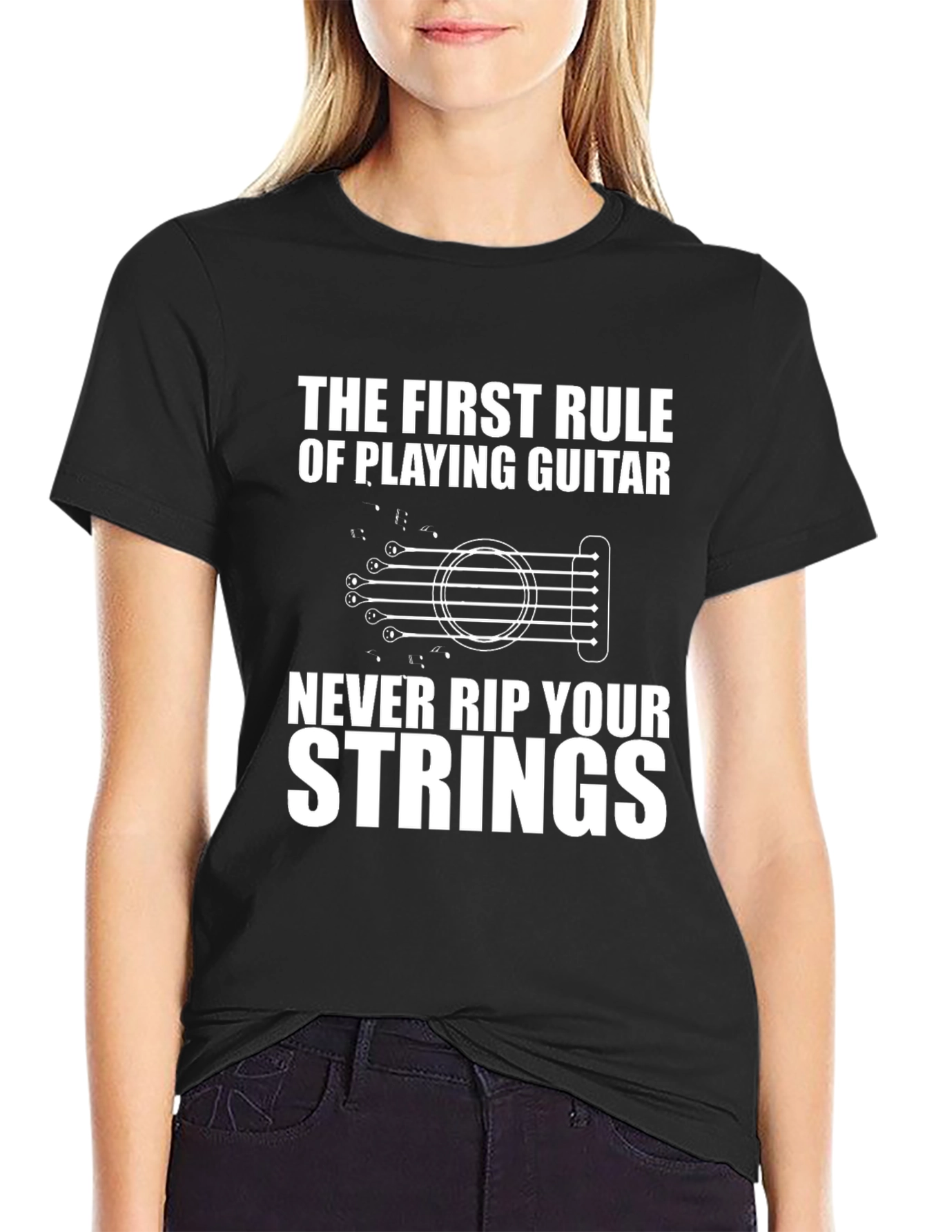 Guitar Players T-Shirt: The First Rule - Never Rip Your Strings!