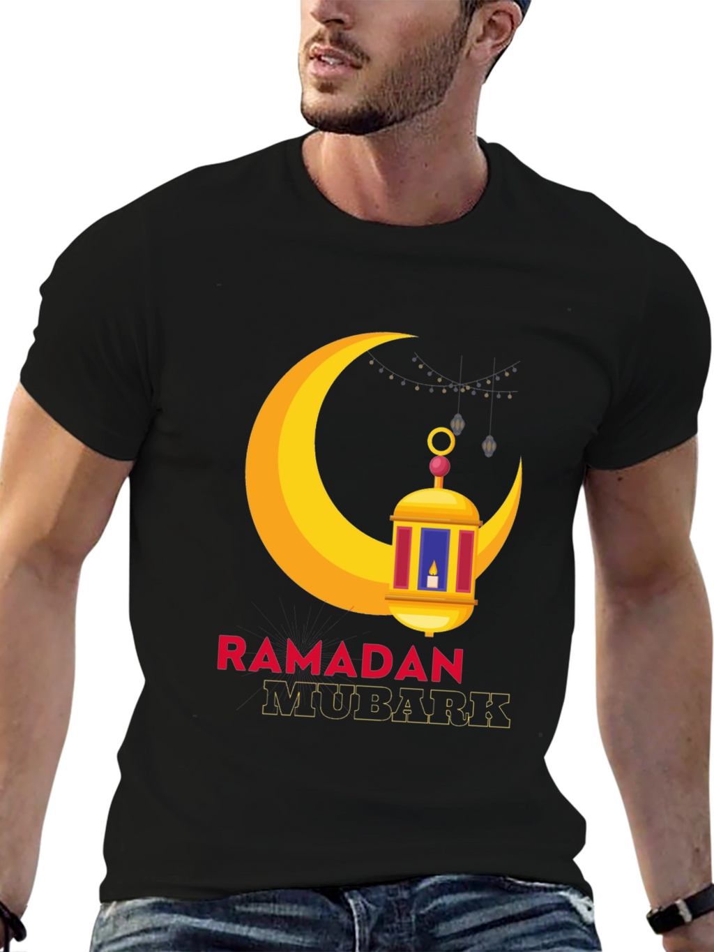 Ramadan Mubarak Graphic Tee - Festive Crescent Moon Design