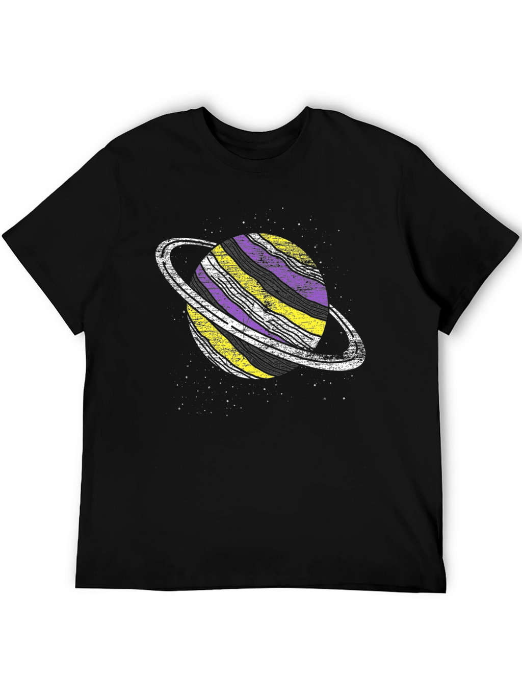 Non-Binary Planet Saturn Graphic Tee - Black