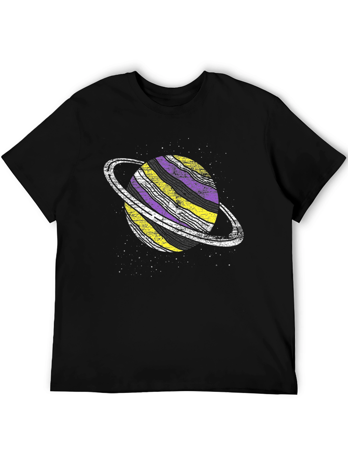 Non-Binary Planet Saturn Graphic Tee - Black