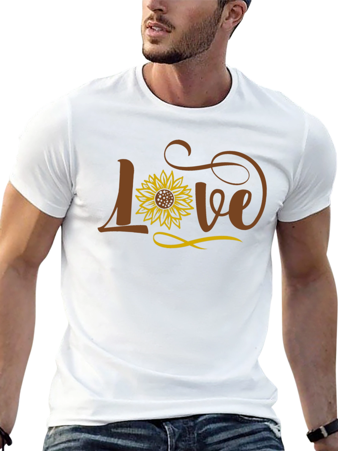 Love Sunflower Graphic Black T-Shirt