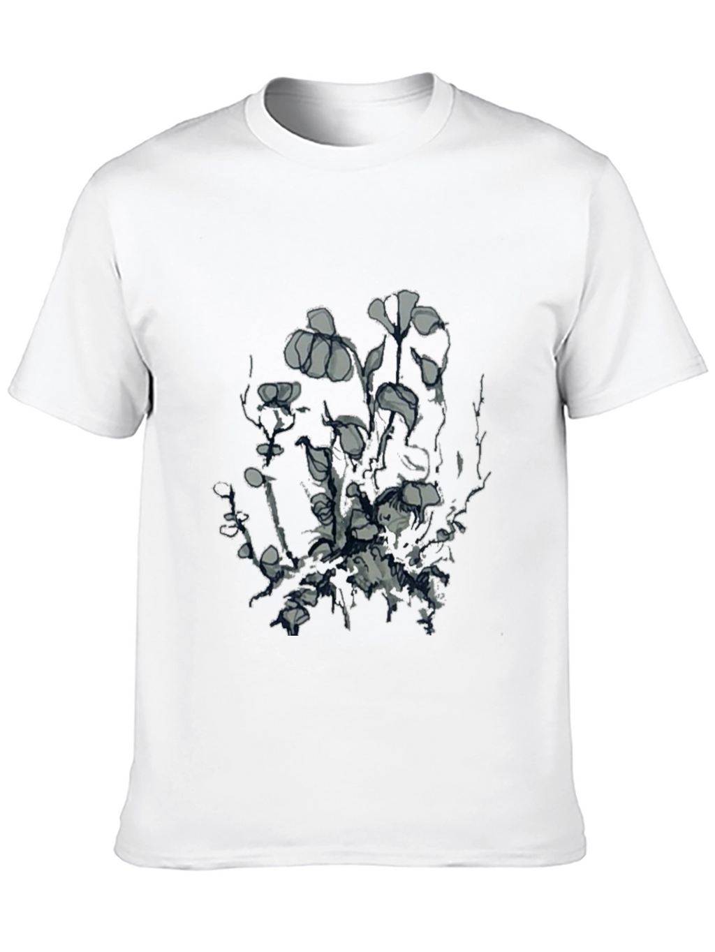 Mens Black Graphic Tee - Unique Floral Design