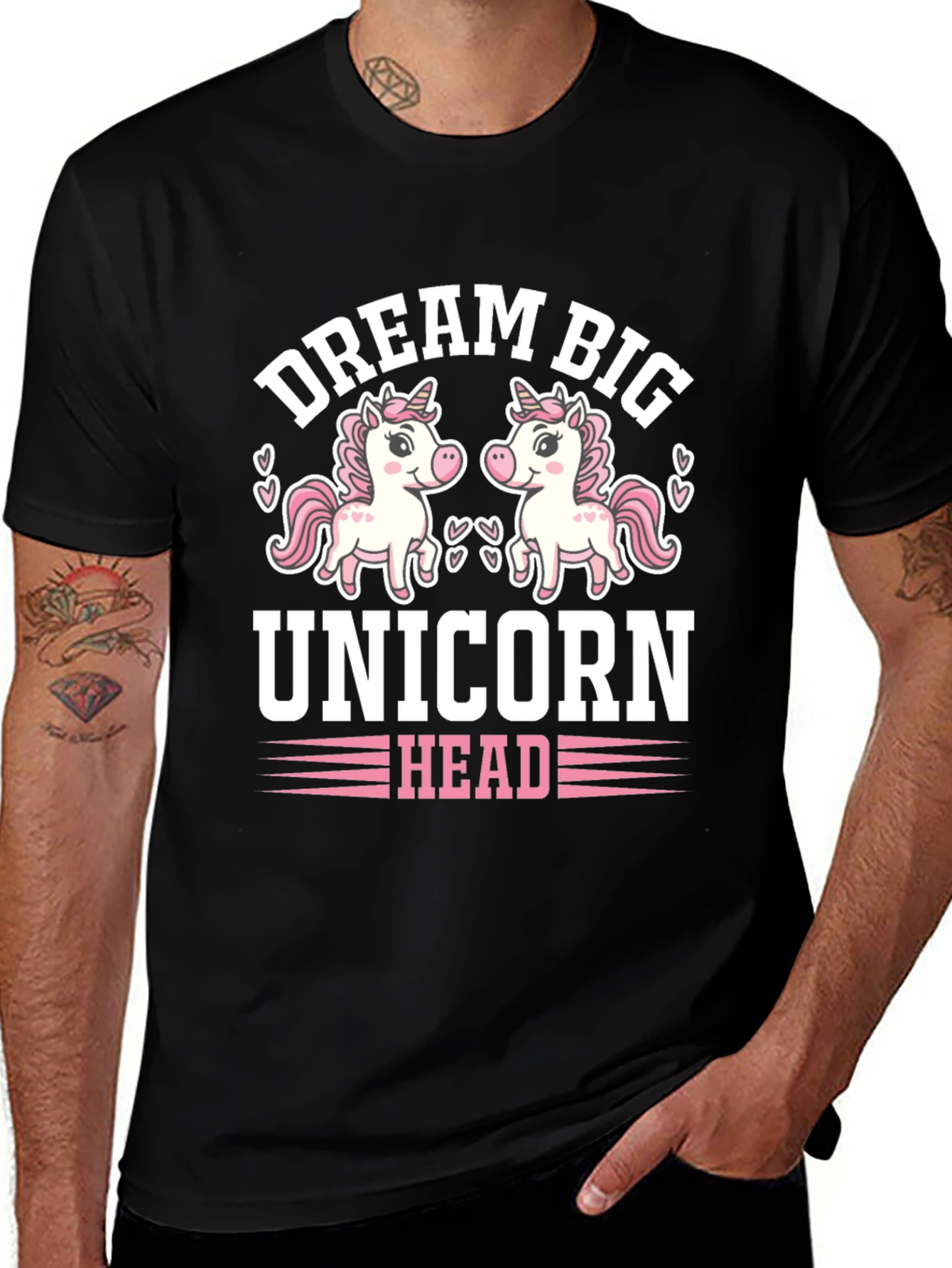 Dream Big Unicorn Head Tee - Black