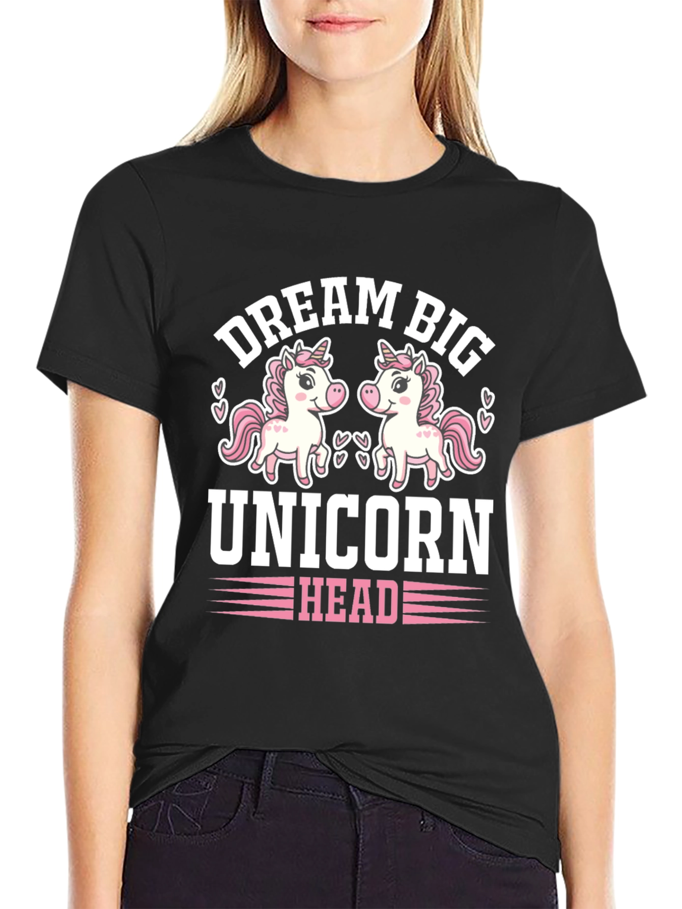Dream Big Unicorn Head Tee - Black
