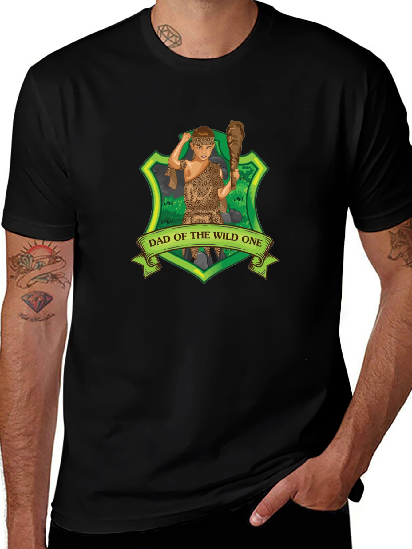 Dad of the Wild One T-Shirt - Funny Caveman Design